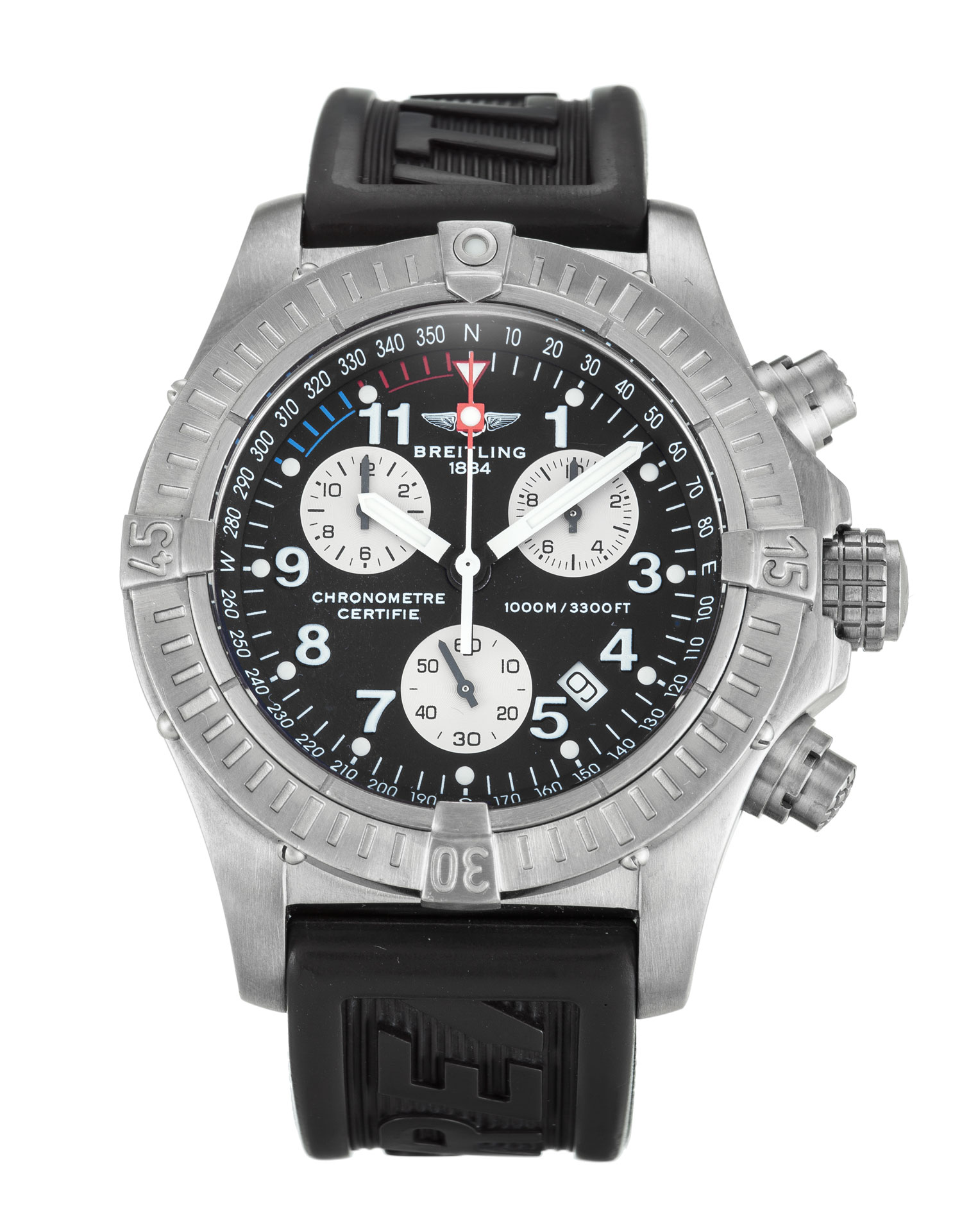 Breitling Chrono Avenger M1 E73360 - Automatic - Black Arabic Dial - 44mm Titanium Case - Men's