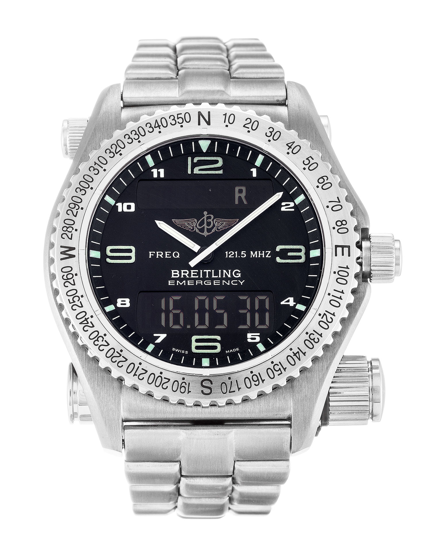 Breitling Emergency E56121 Mens Replica Watch, Quartz Multi Function, Titanium Case, Grey Arabic