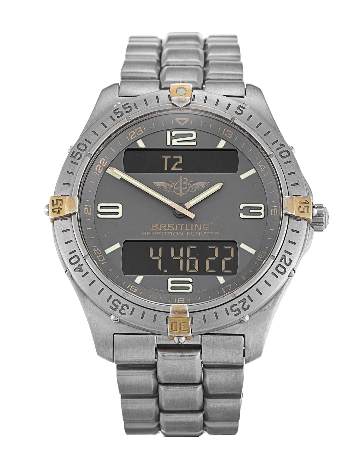Breitling Aerospace F65062 Replica Watch, Quartz Multi Function, 41 MM Titanium Case, Grey Arabic