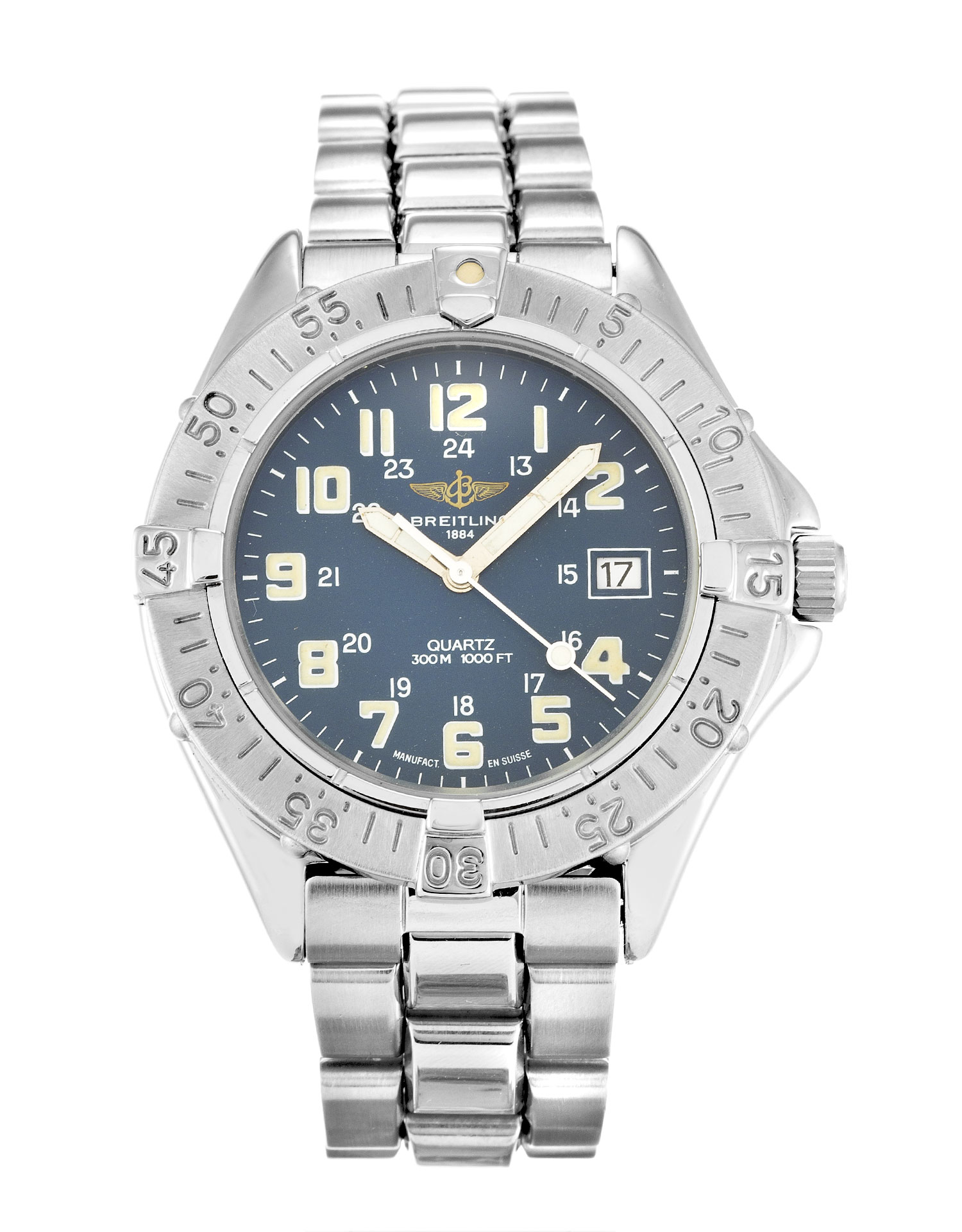 Breitling Colt Quartz A57035 Automatic Movement Steel Case Blue Arabic Dial Unisex Watch Replica