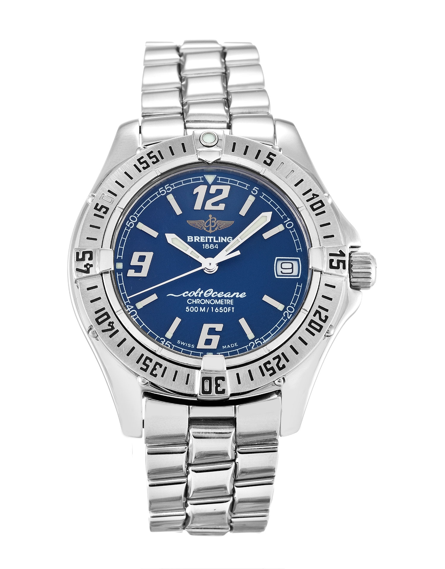 Breitling Colt Oceane A57350 Replica Watch, Quartz, 32MM Steel Case, Blue Arabic Dial, Ladies