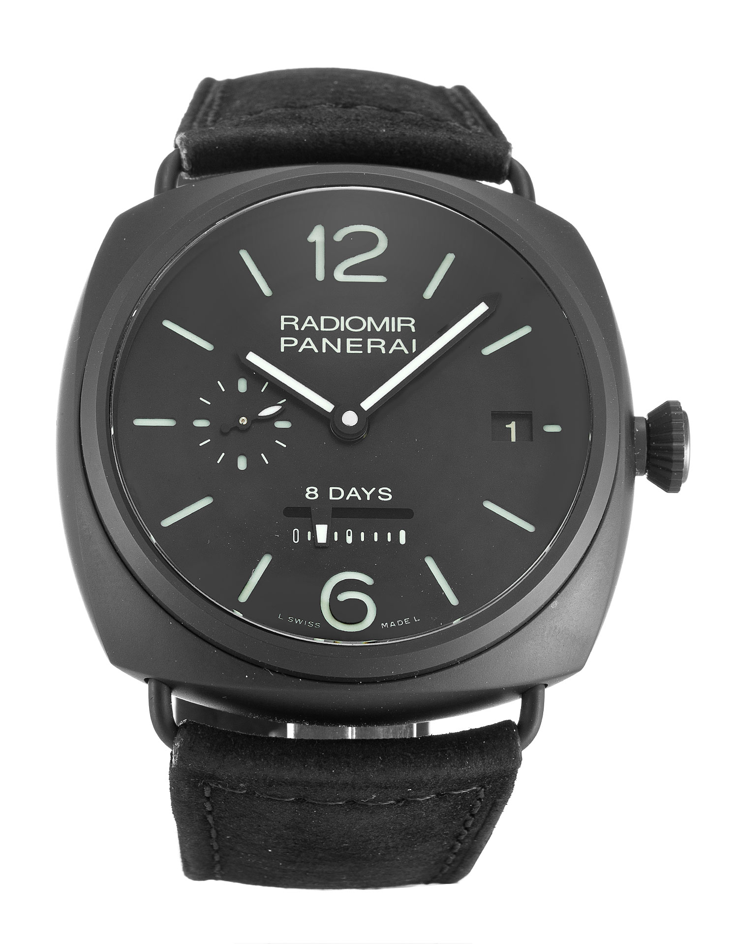 Panerai Radiomir PAM00384 Mens Automatic Watch, 45mm Ceramic Case, Black Baton Dial