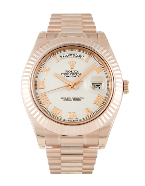 Rolex DAY-DATE II 218235 Automatic Mens Watch, Rose Gold Case, Ivory Roman Numeral Dial