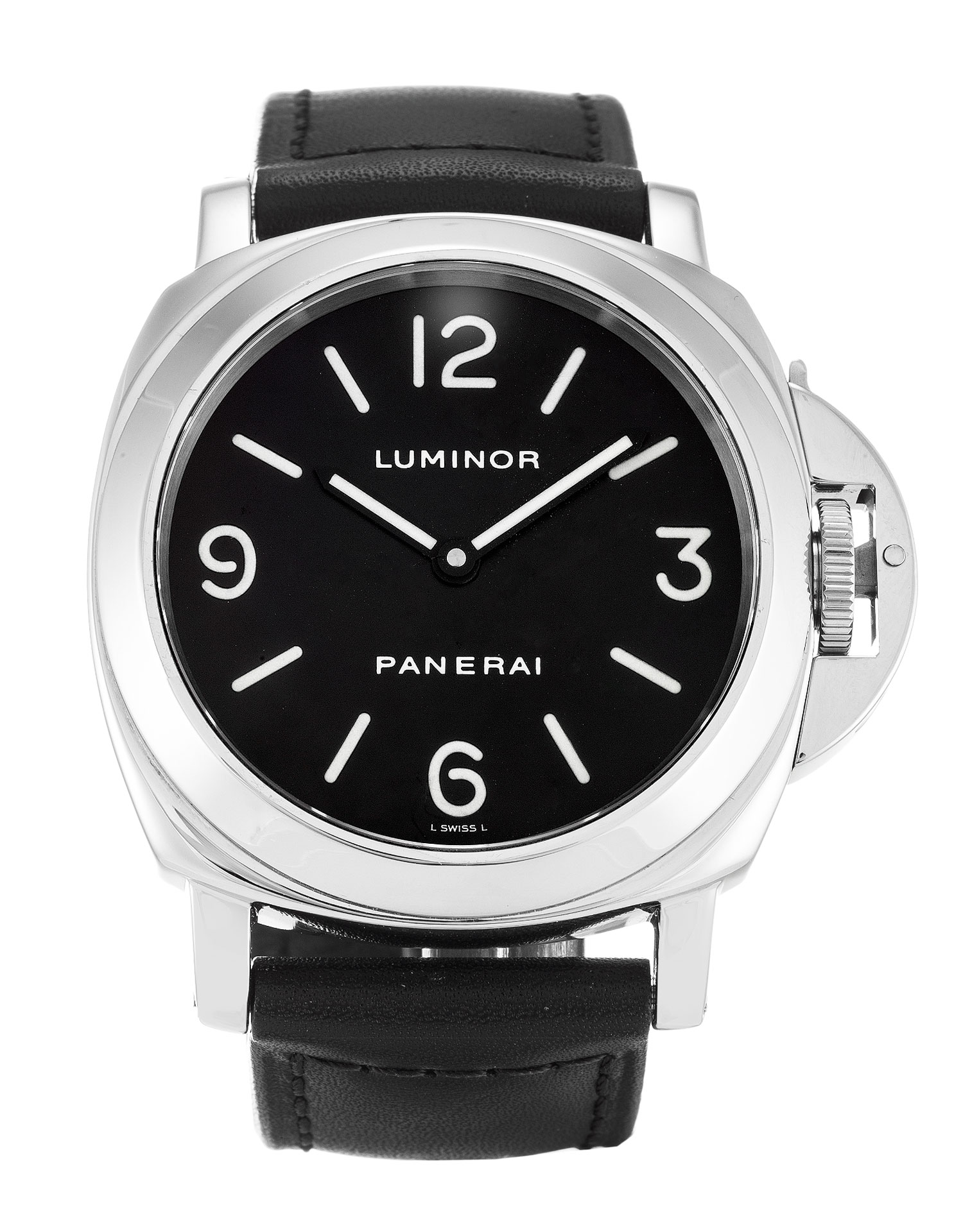 Panerai Luminor Base PAM00002 Mens Watch, Automatic Movement, 44mm Steel Case, Black Arabic Dial