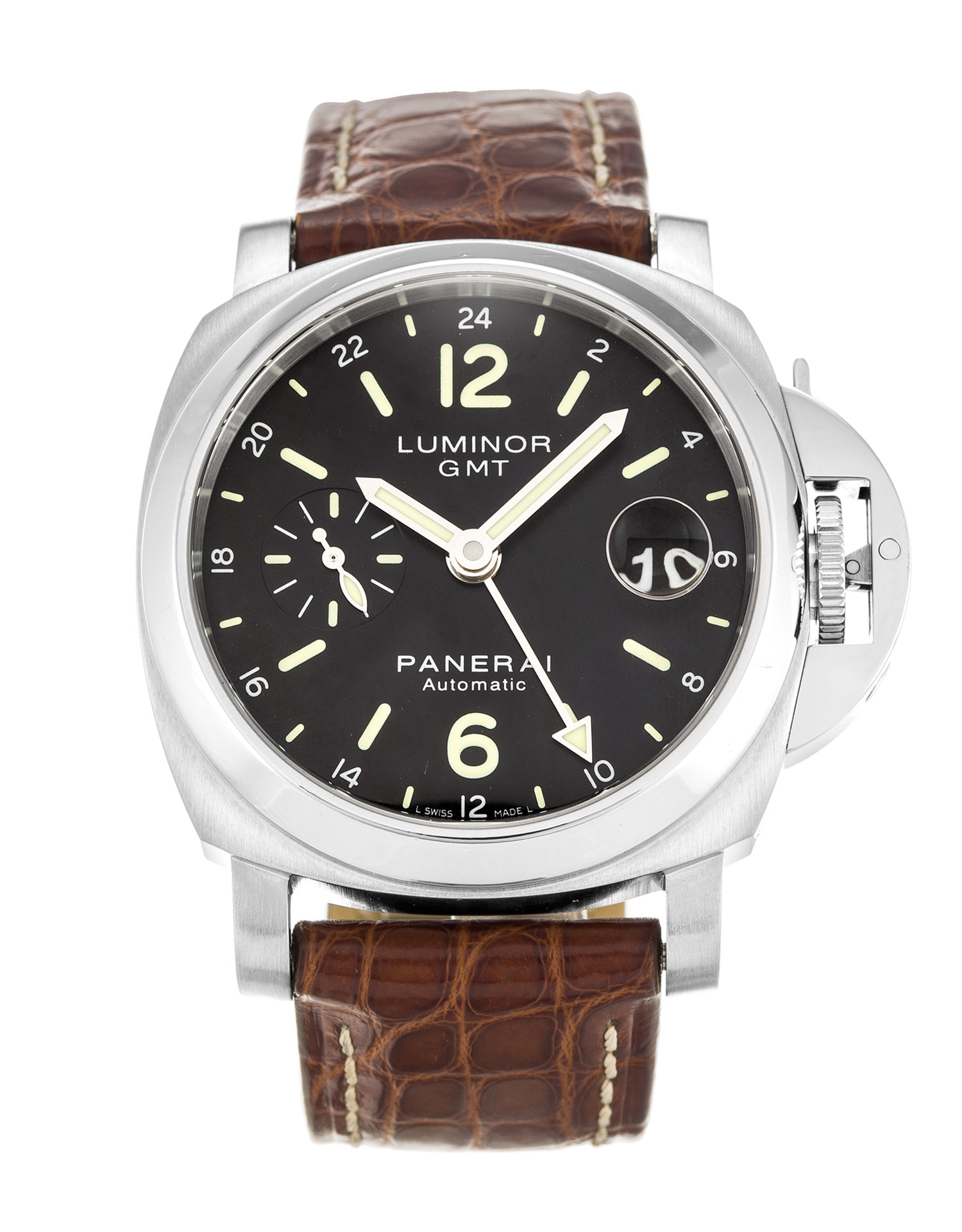 PAM00244 - Panerai Luminor GMT Watch - Automatic - 40MM Steel Case - Black Baton Dial