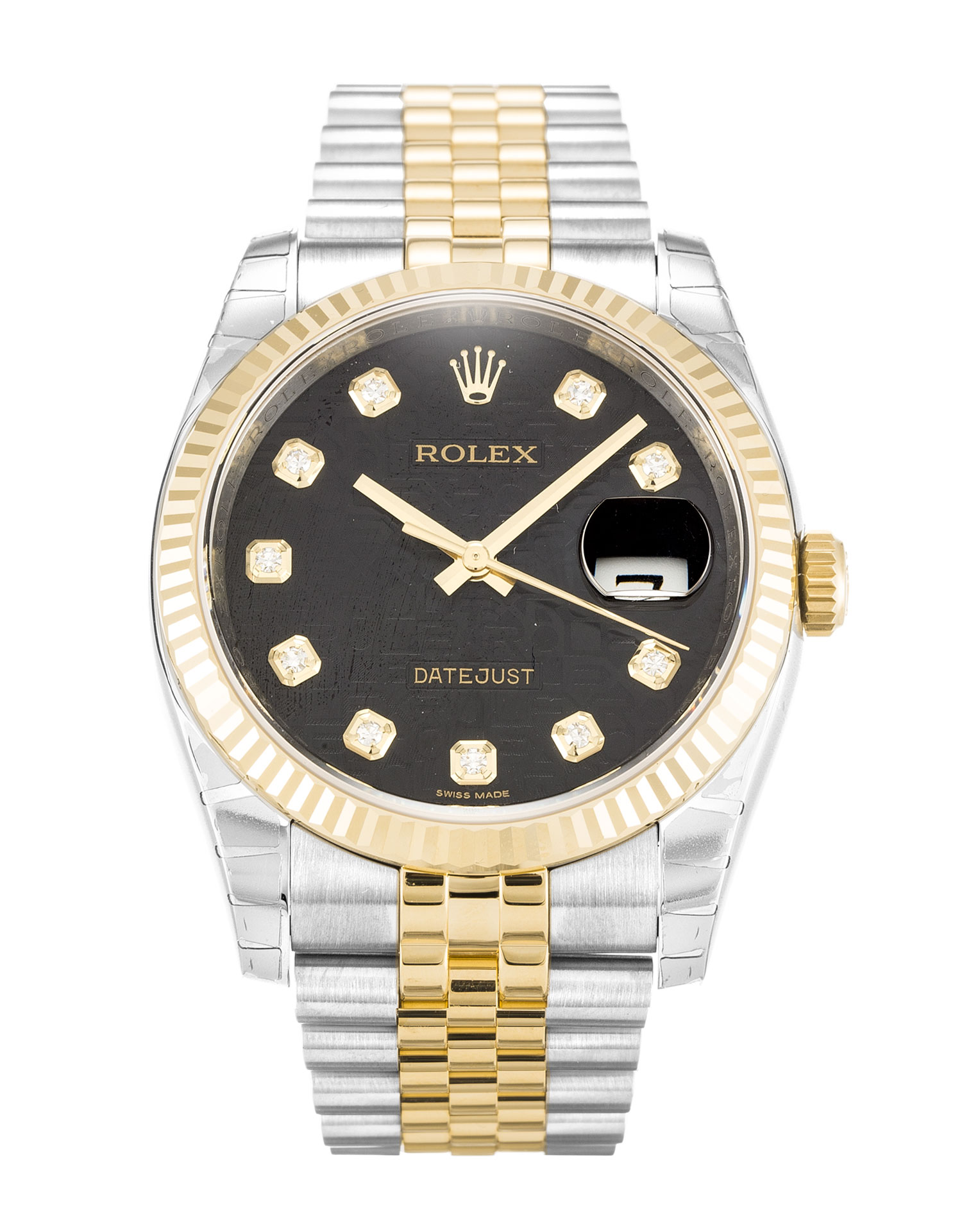 Rolex Datejust 116233 Automatic Steel & Yellow Gold 36MM Black Jubilee Diamond Bracelet Replica