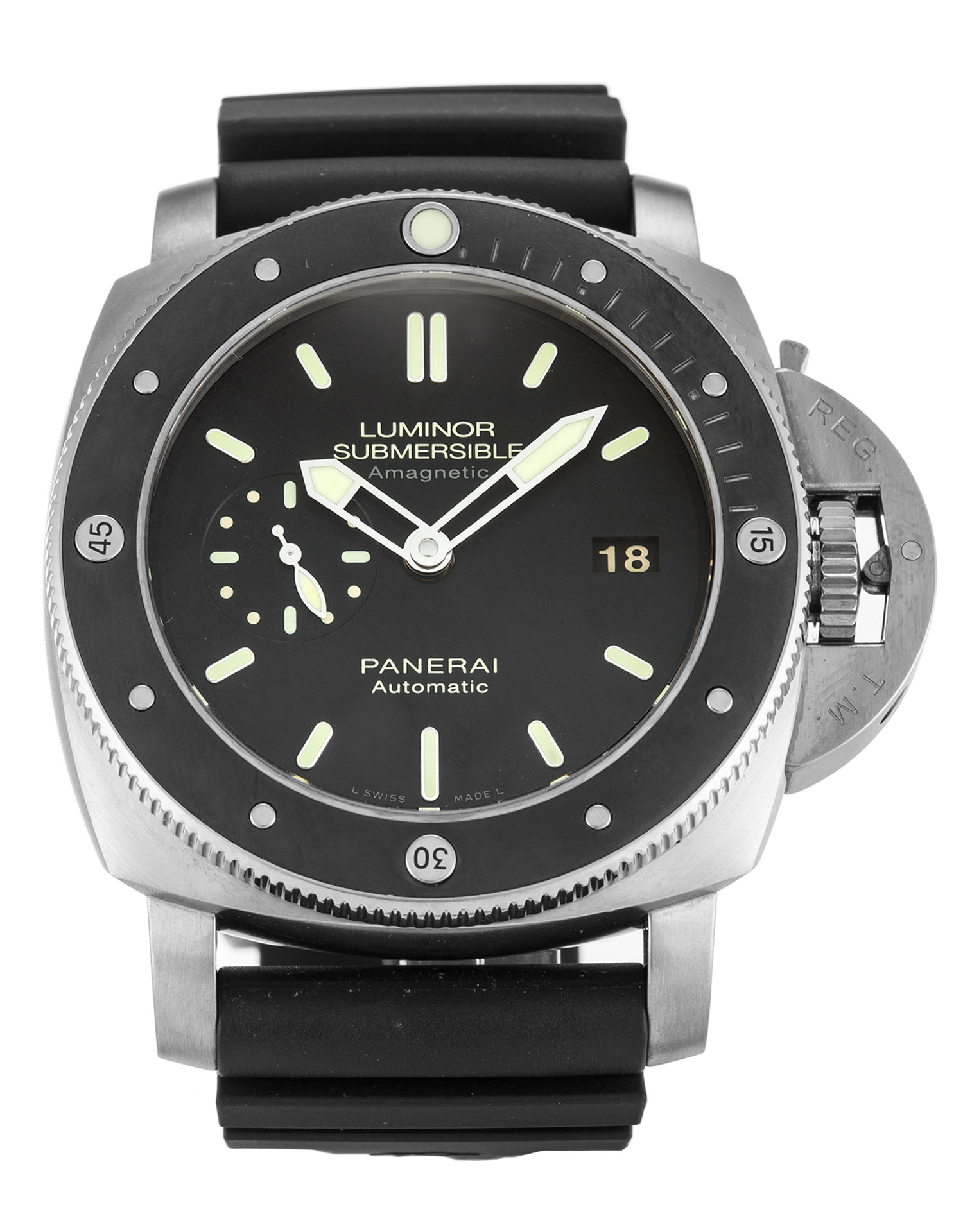 Panerai Luminor Submersible PAM00389 Replica Watch, Automatic, Titanium Case, Rubber Band, Black