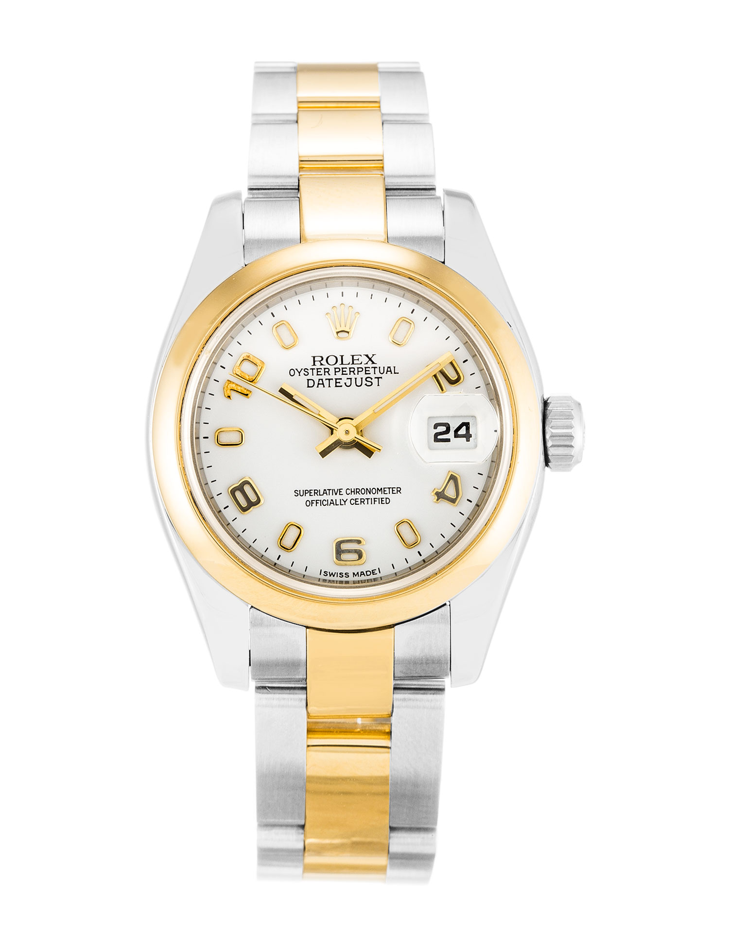 Rolex Datejust Lady 179163 - Automatic - 26mm Steel & Yellow Gold - White Arabic Dial Replica Watch