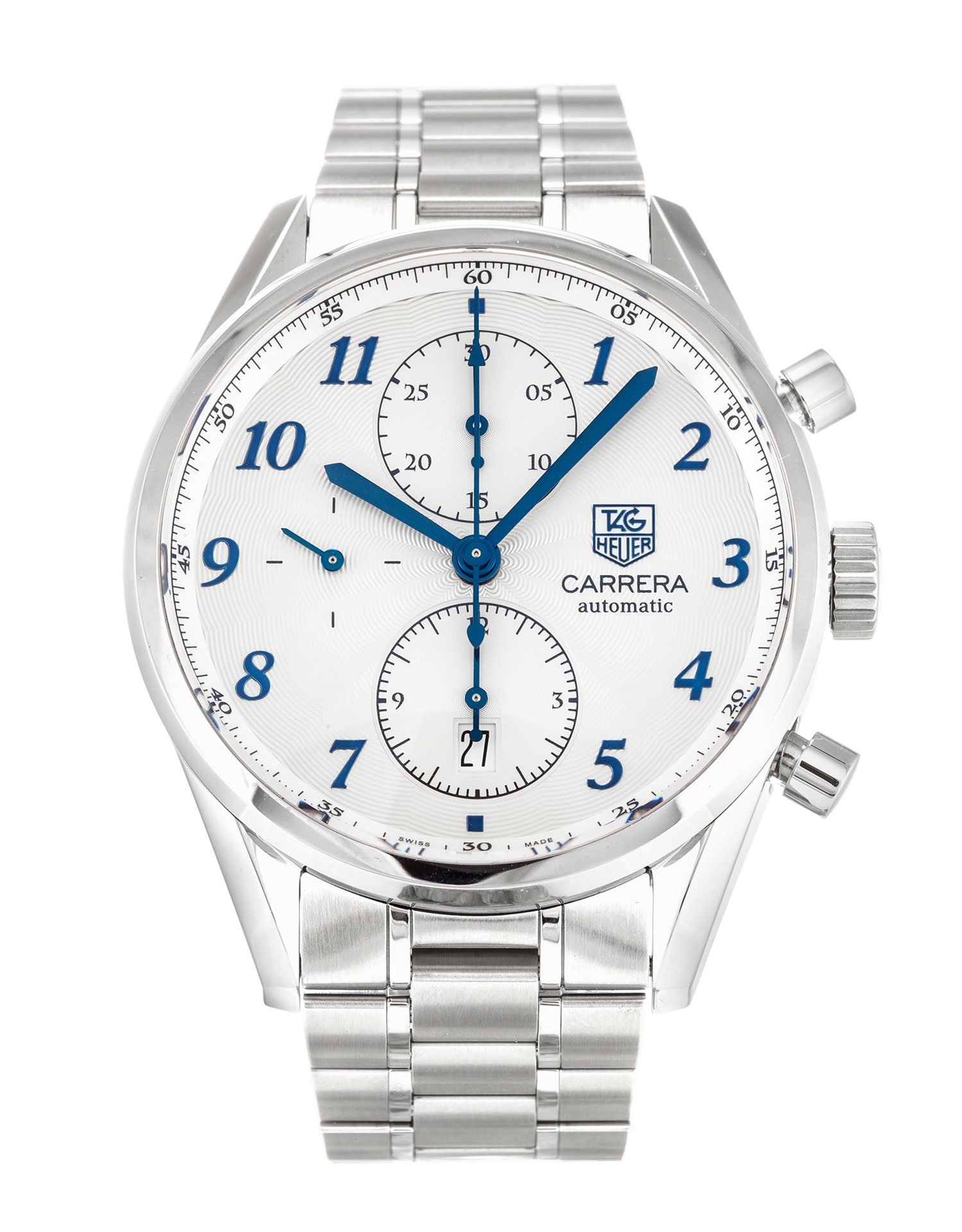 Tag Heuer Carrera CAS2111.BA0730 Mens Quartz Watch, 41mm Steel Case, Silver Arabic Dial