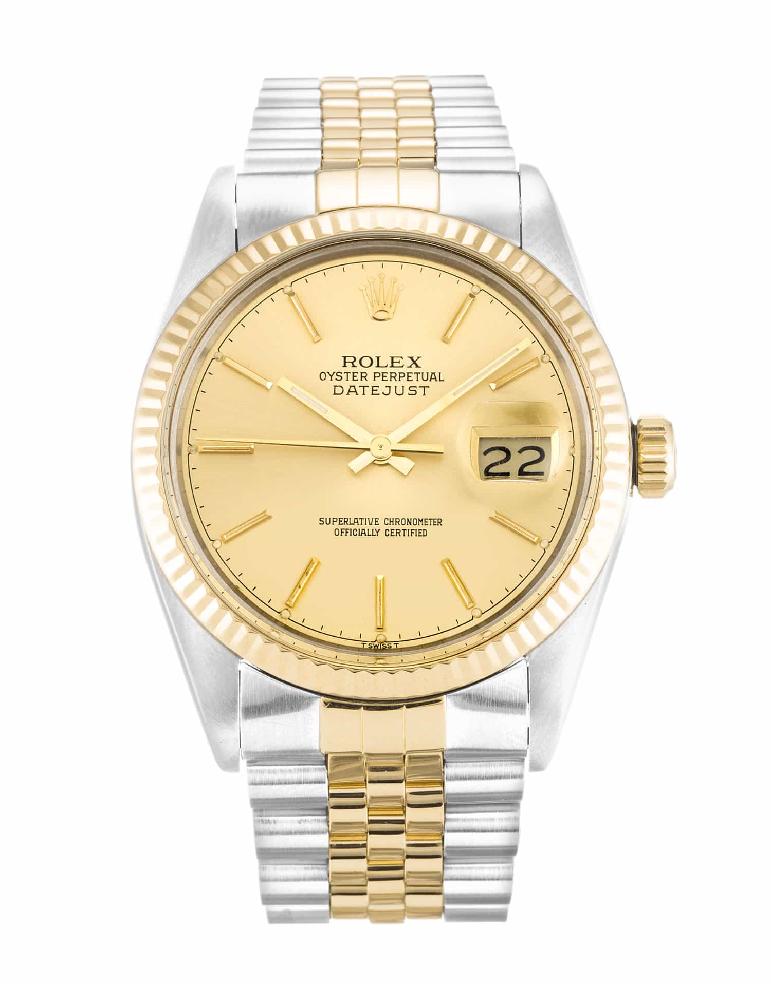 Rolex Datejust 16013 Replica Watch, Automatic Movement, 36mm Steel & Yellow Gold Case, Champagne