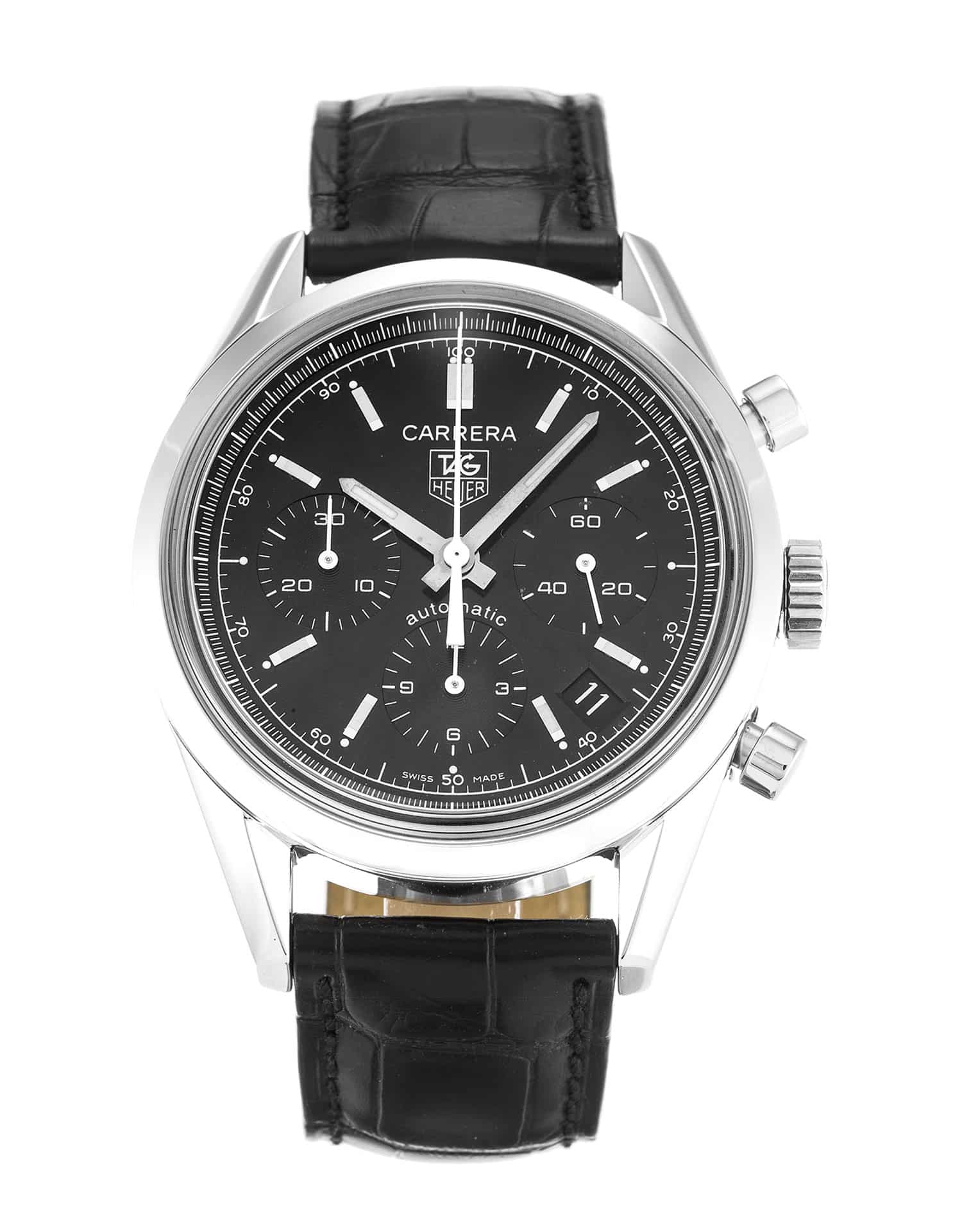 Tag Heuer Carrera CV2111.FC6180 - Automatic - 37 MM Steel Case - Black Baton Dial - Mens Replica
