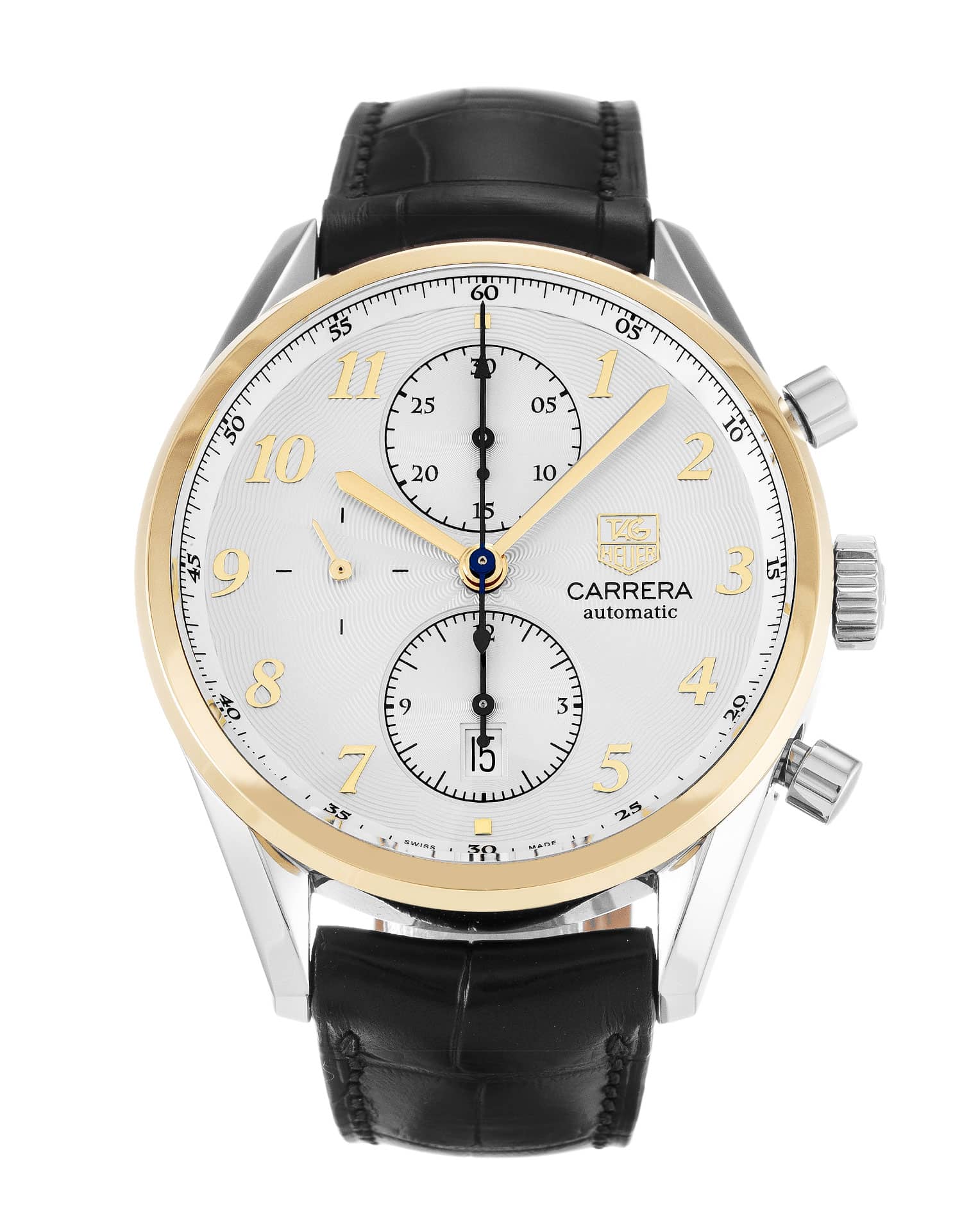 CAS2150.FC6291 - Tag Heuer Carrera Mens Quartz Watch - 41mm Steel & Yellow Gold Case - Silver