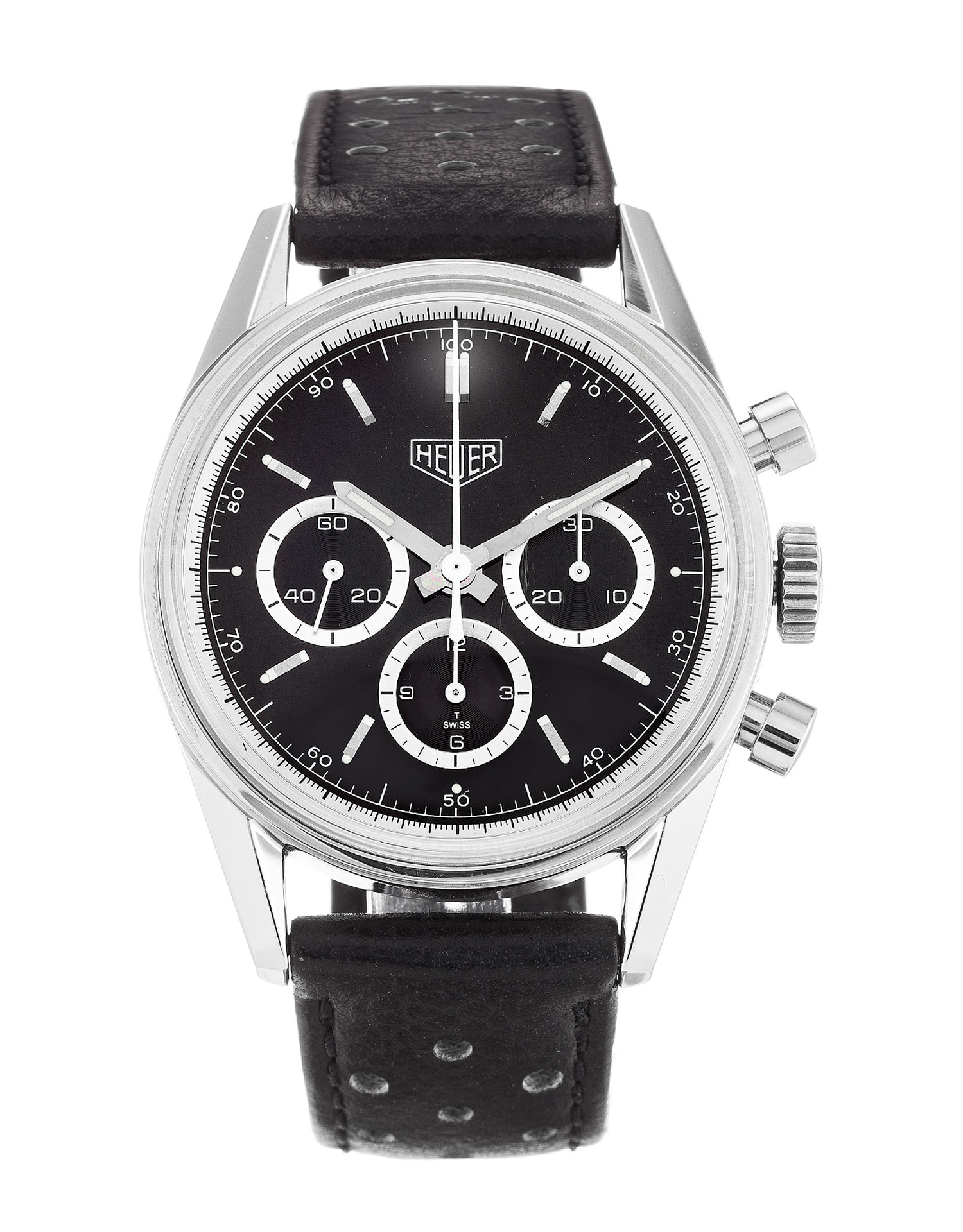 Tag Heuer Carrera CS3113 Replica Watch, Quartz, 37mm Steel Case, Black Baton Dial, Mens, Leather