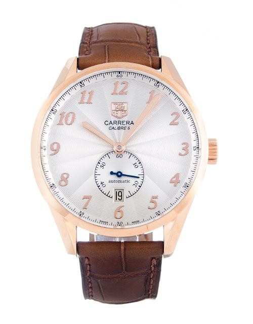 Tag Heuer Carrera WAS2140.FC8176 Automatic Mens Watch, 39MM Rose Gold Case, Alligator Brown Band