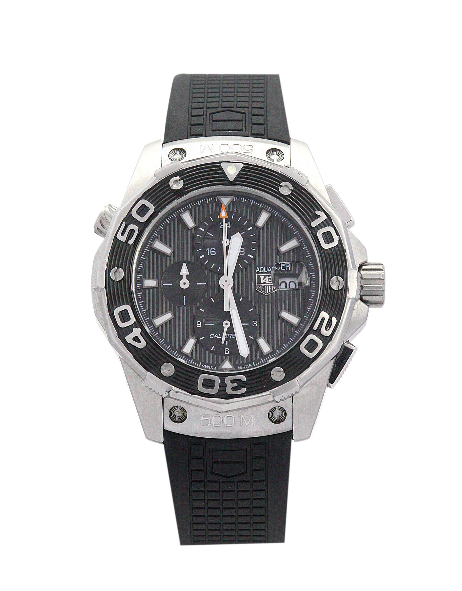 Tag Heuer Aquaracer CAJ2110.FT6023 Mens Quartz 43mm Steel Case Black Baton Rubber Bracelet Water
