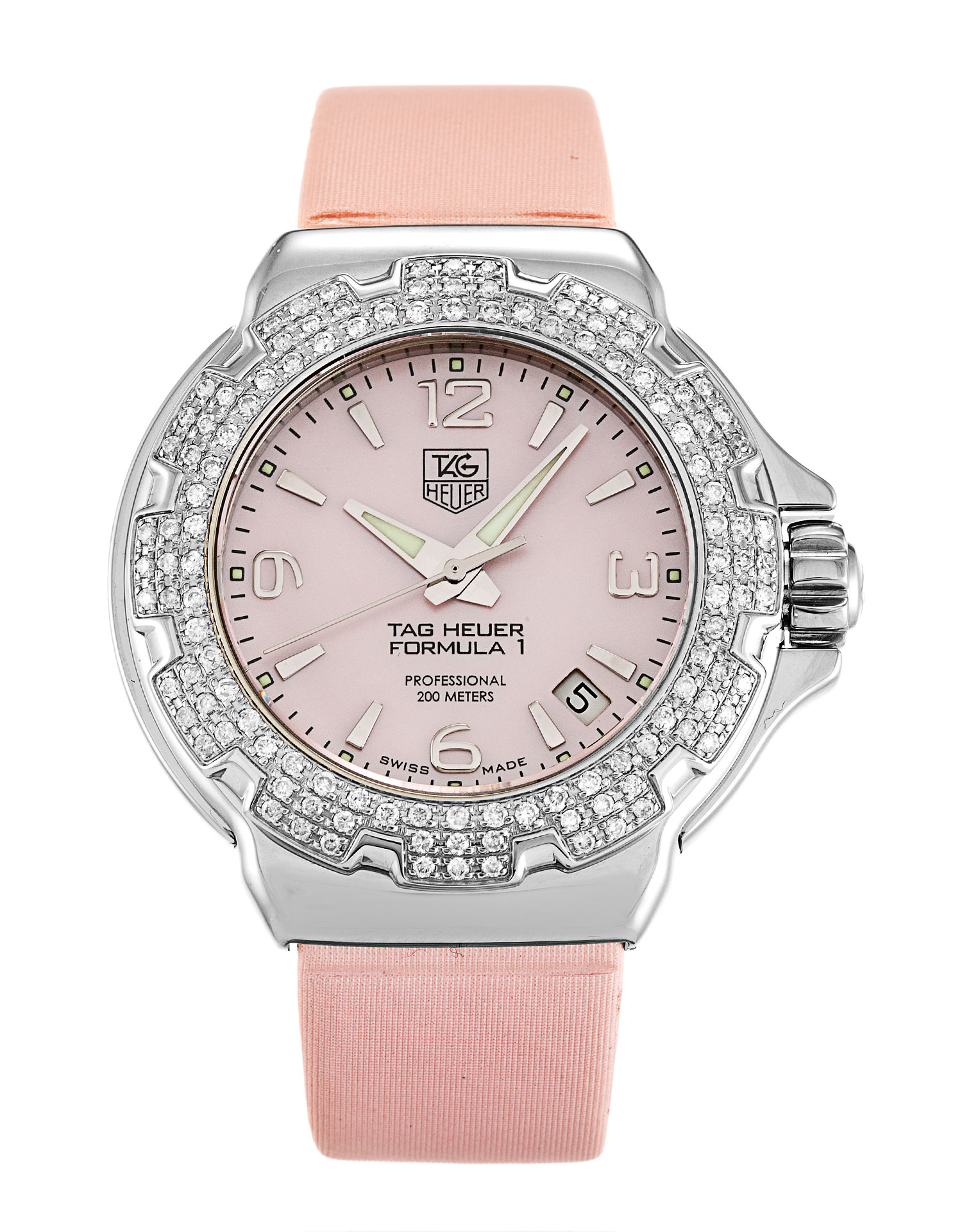 Tag Heuer Formula 1 Sparkling WAC1216.FC6220, Quartz, 37mm Steel Diamond Set, Mother of Pearl Pink