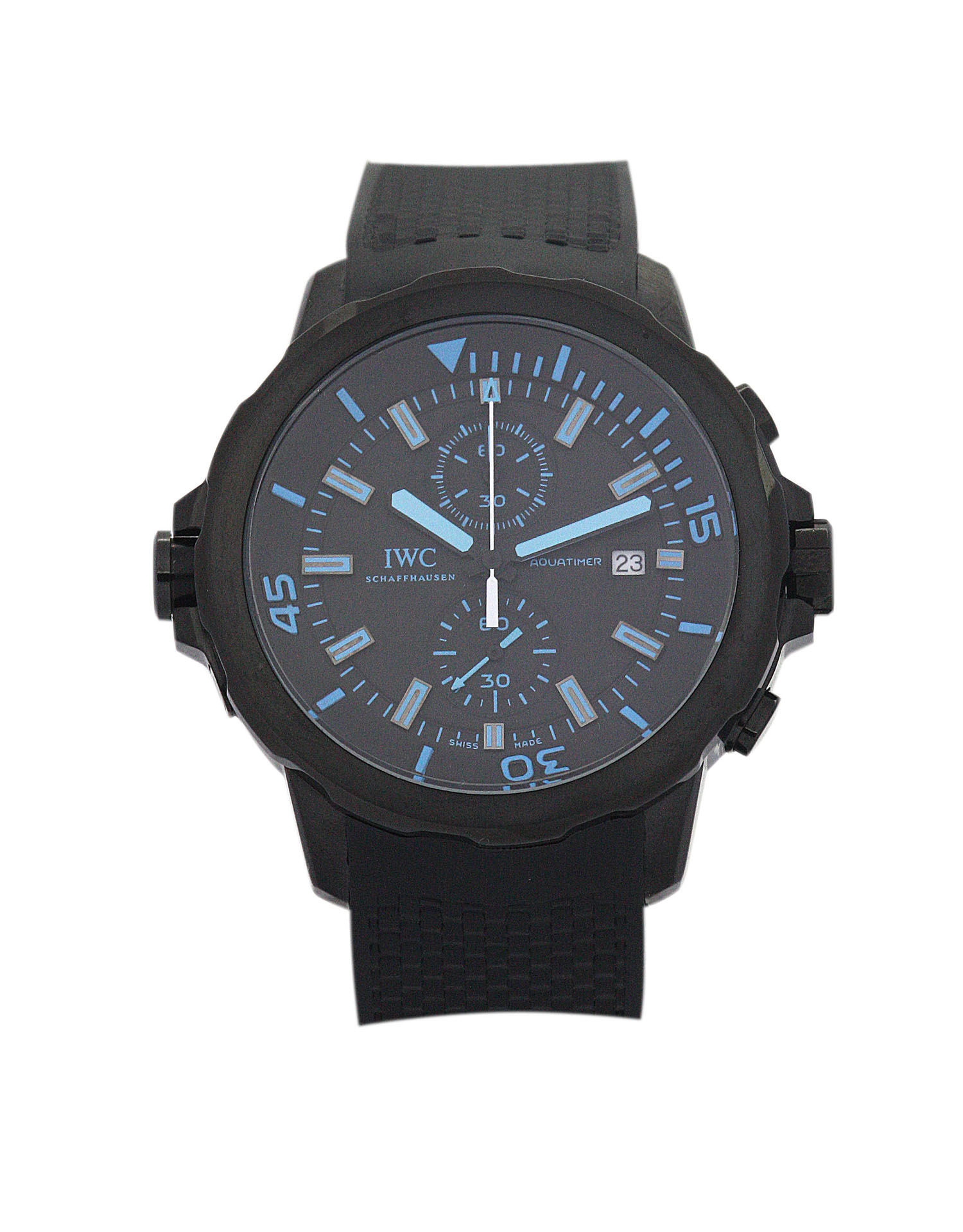 IWC AQUATIMER IW376705 Replica Watch, Automatic, 44MM Steel Case, Blue & Black Dial, Rubber Strap