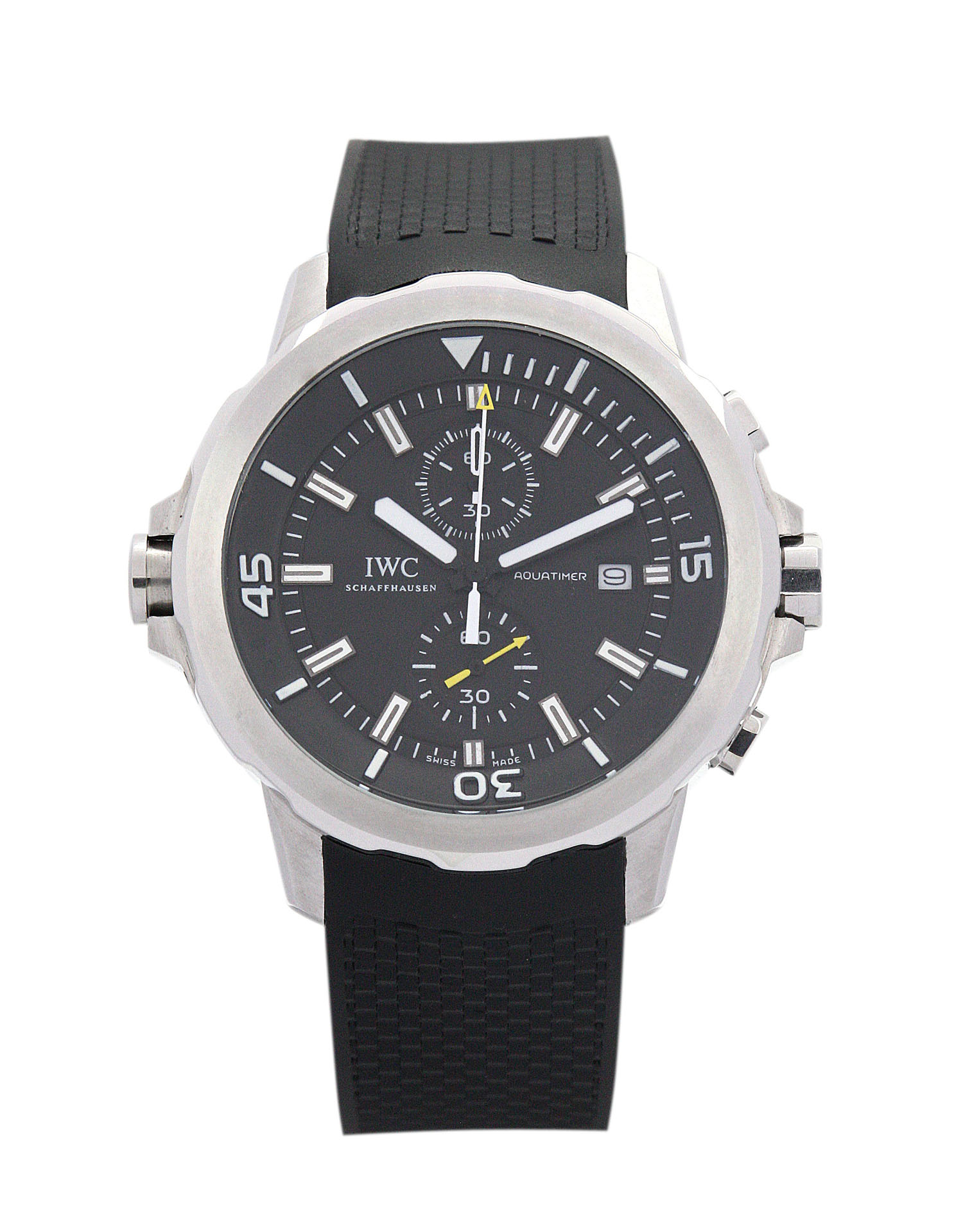 IWC Aquatimer IW376801 Mens Automatic Watch, 46mm Steel Case, Black Dial, Rubber Strap