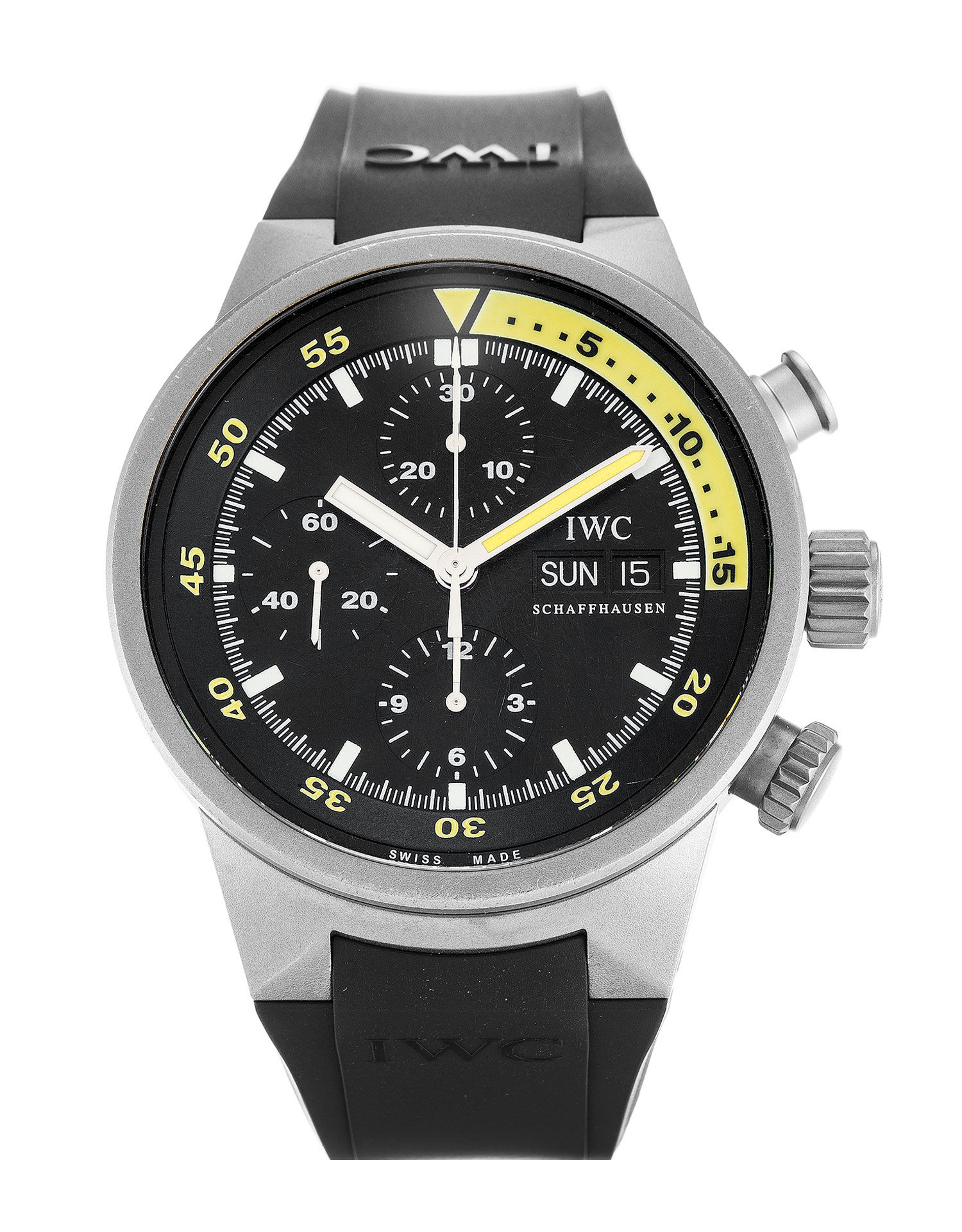 IWC Aquatimer IW371918 Replica Watch, Mens, Quartz Movement, 42mm Titanium Case, Black Baton Dial