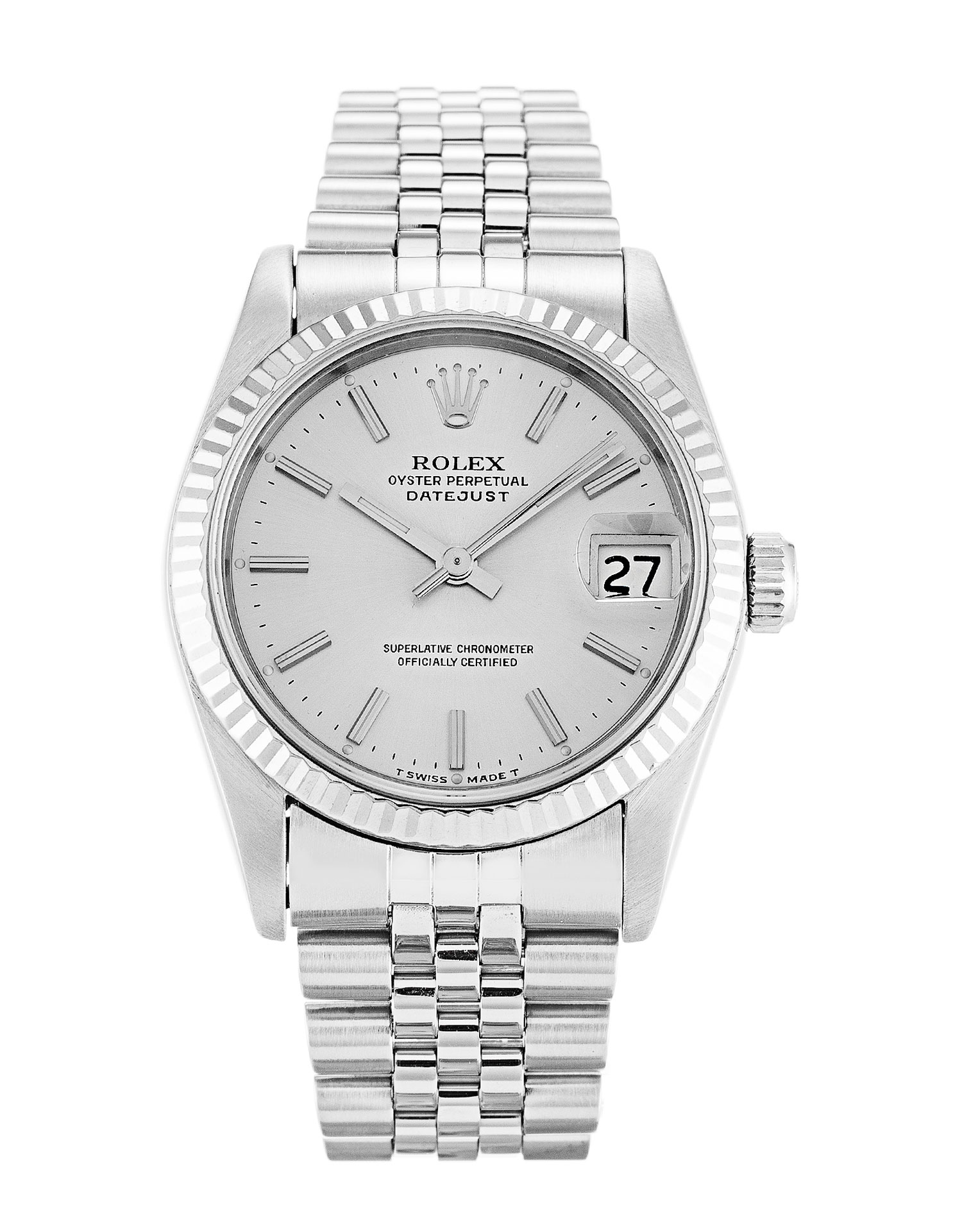 Rolex Datejust Mid-Size 68274 Replica, Automatic, Silver Baton Dial, Steel Case, 31 MM, Ladies
