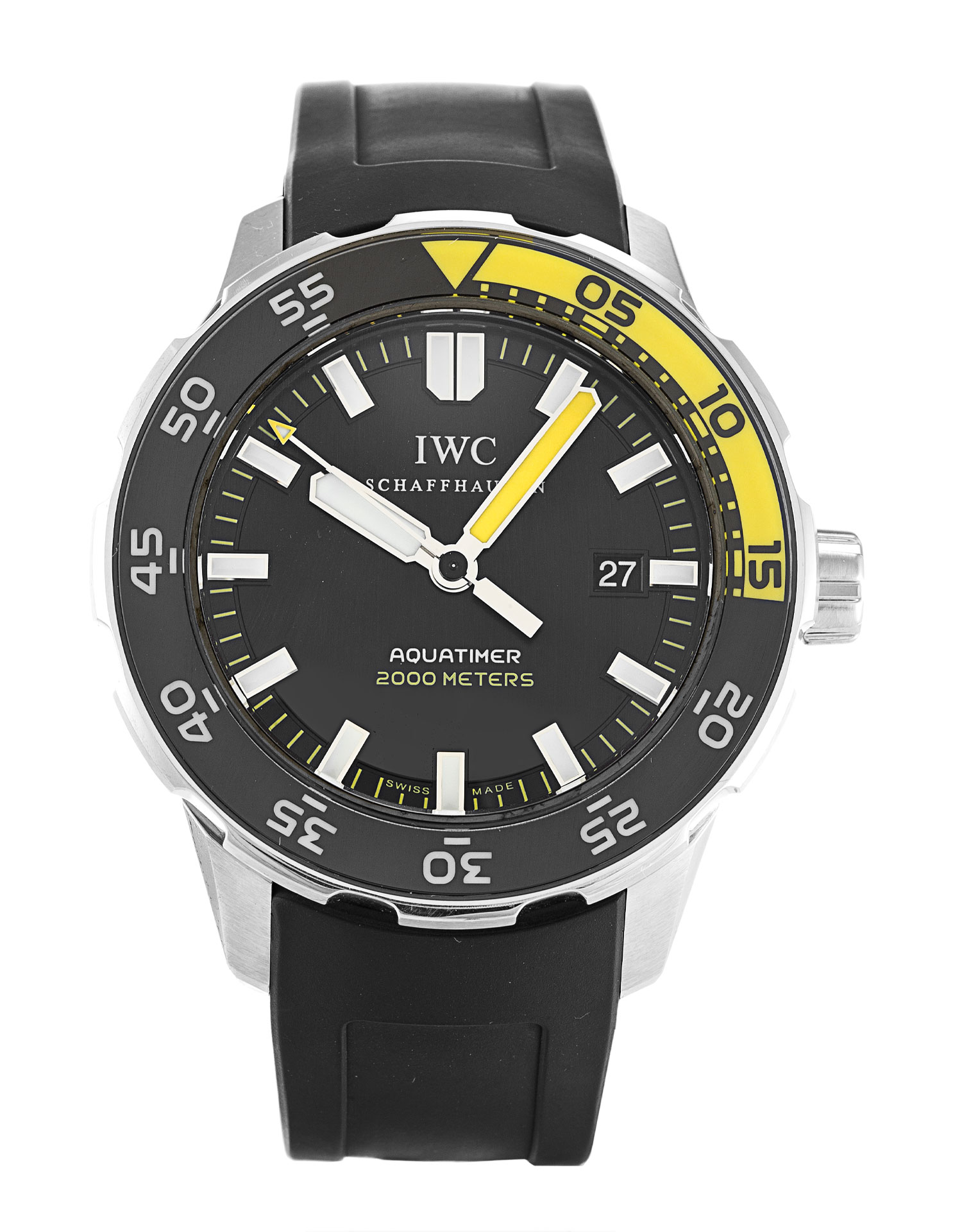 IWC Aquatimer IW356802 Mens Automatic 44mm Steel Case Rubber Black Baton Dial Water Resistant