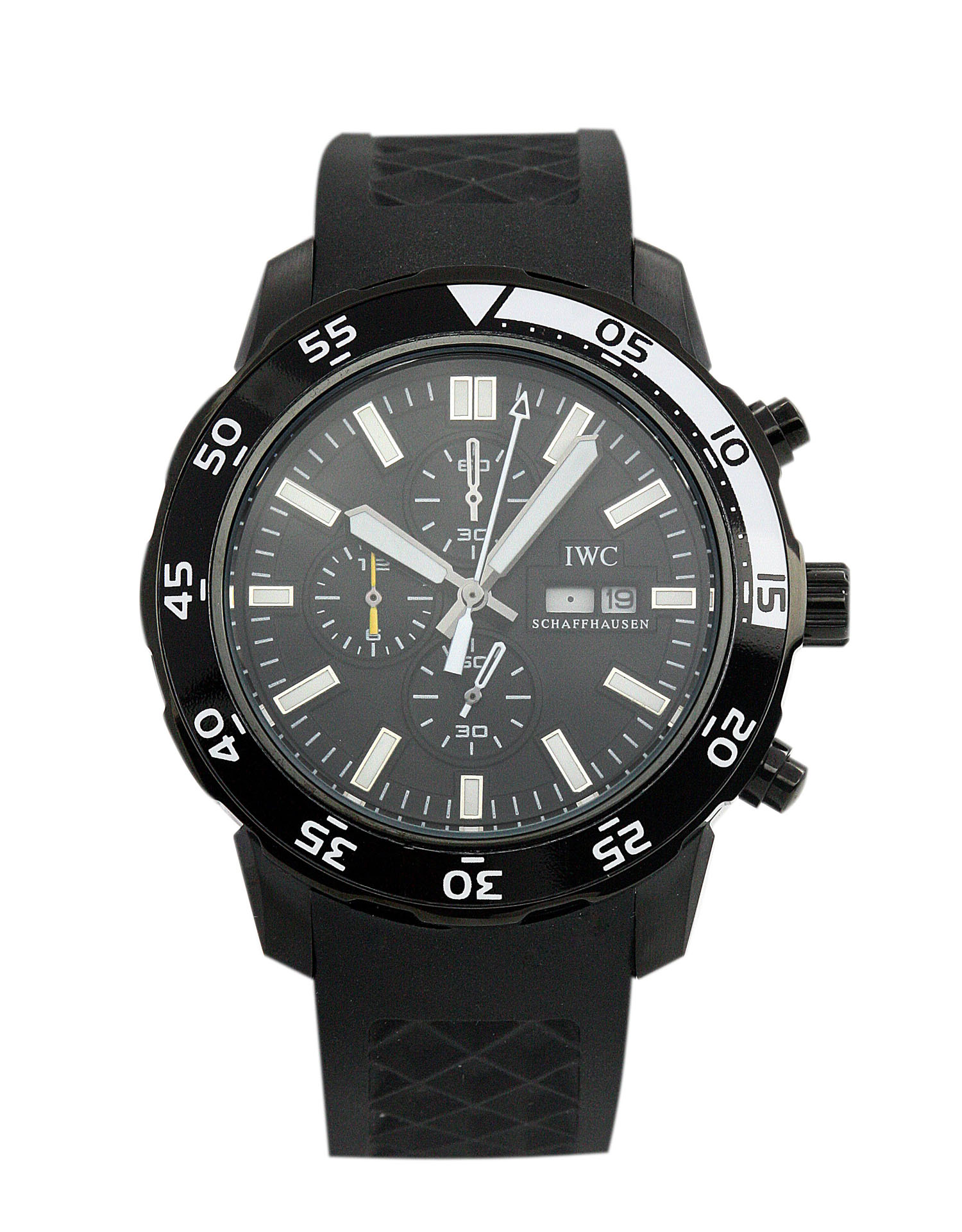 IWC Aquatimer IW376705, Quartz, 44mm Steel PVD, Black Baton Dial, Rubber Bracelet, Automatic