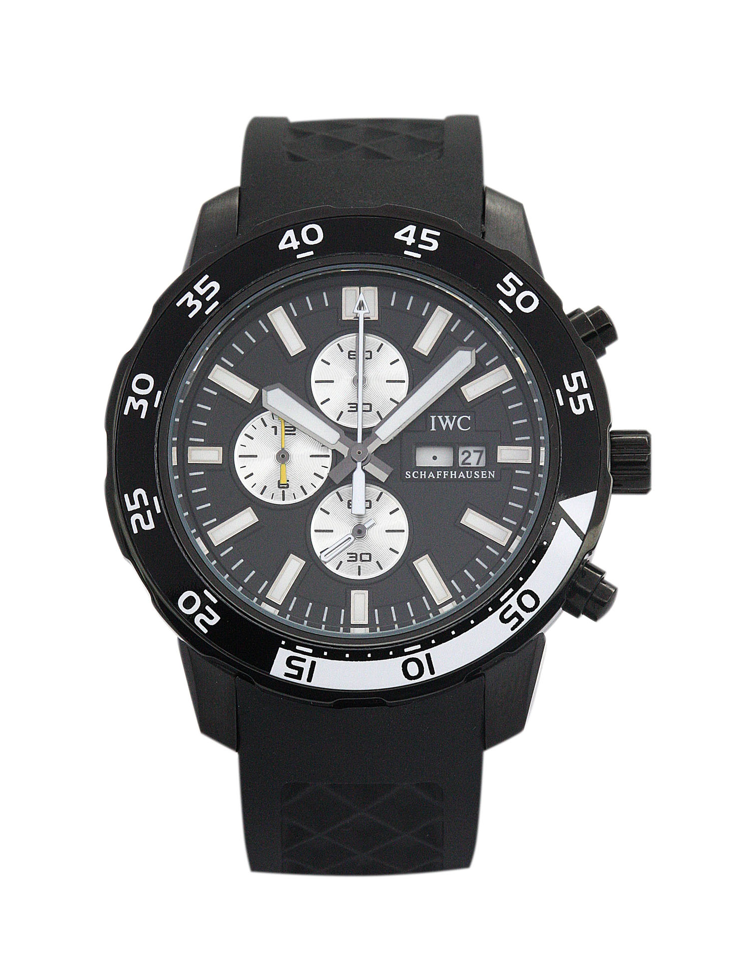 -376705-IWC-Aquatimer-Quartz-44MM-Steel-Rubber-Black-Silver-Dial-Water-Resistant Watch