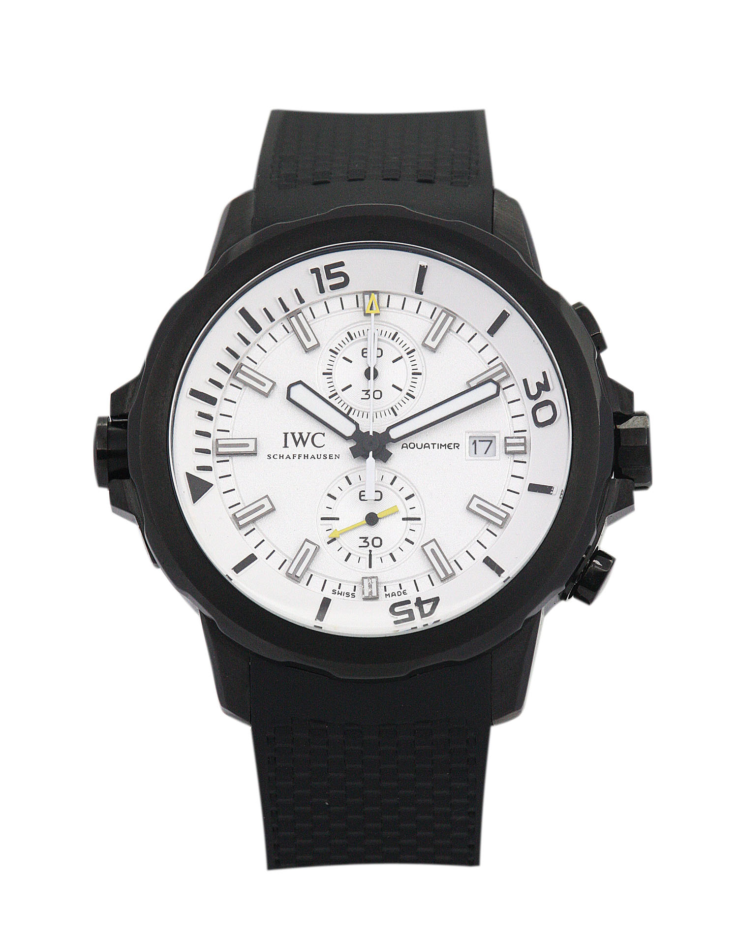 IWC Aquatimer IW376705 Replica Watch, Automatic, 44mm Steel Case, White Dial, Rubber Strap
