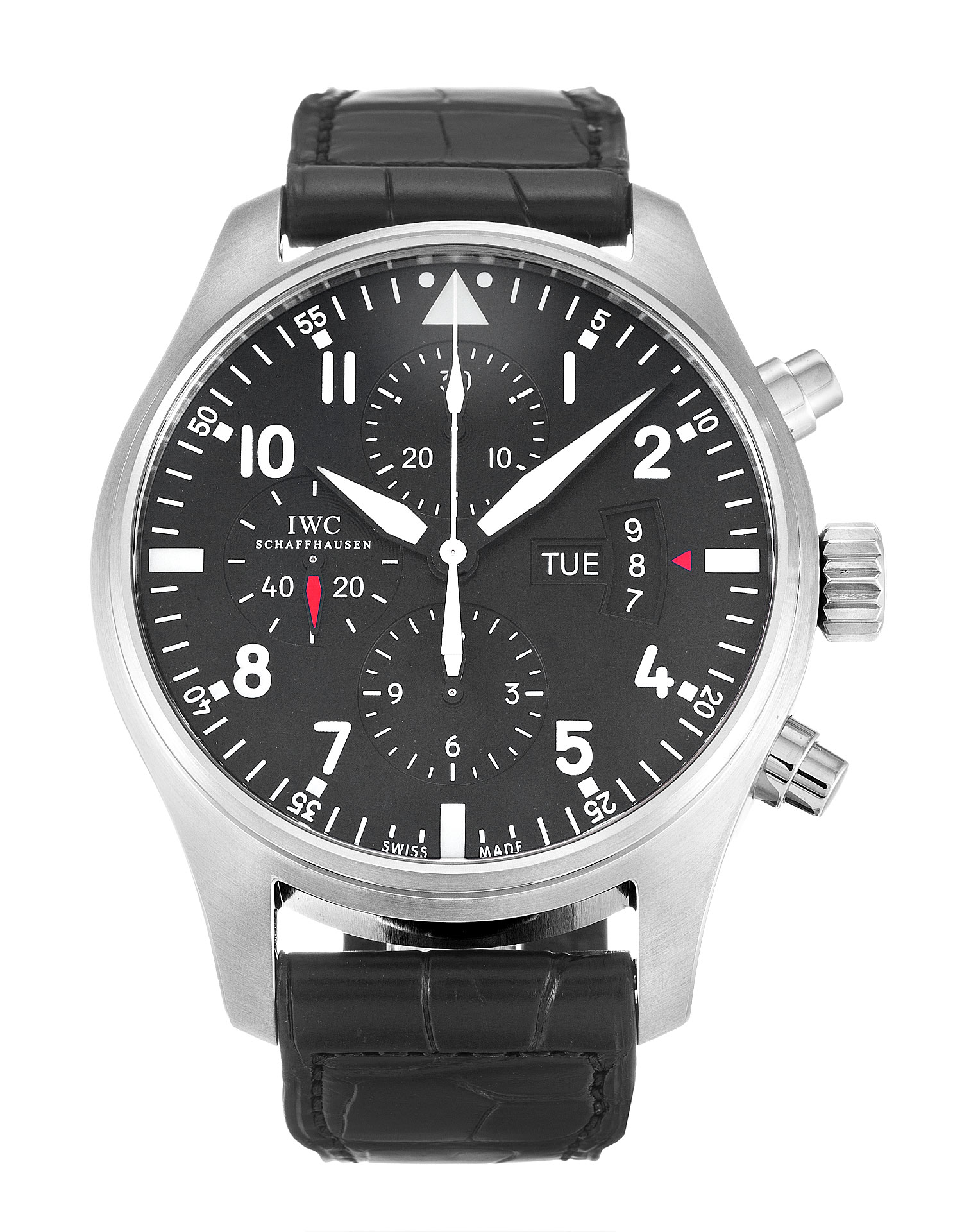 IWC Pilots Chrono IW377701 - Quartz - 43MM Steel Case - Black Arabic Dial - Mens Watch - Replica
