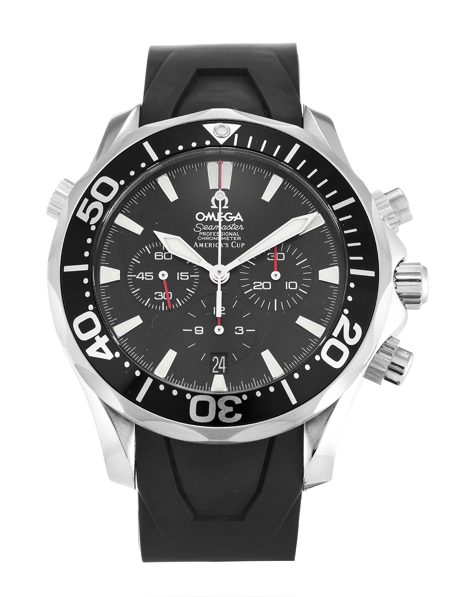 Omega Seamaster 300m Quartz Mens Watch 2894.50.91 Steel Case Baton Dial Black Rubber Band Water