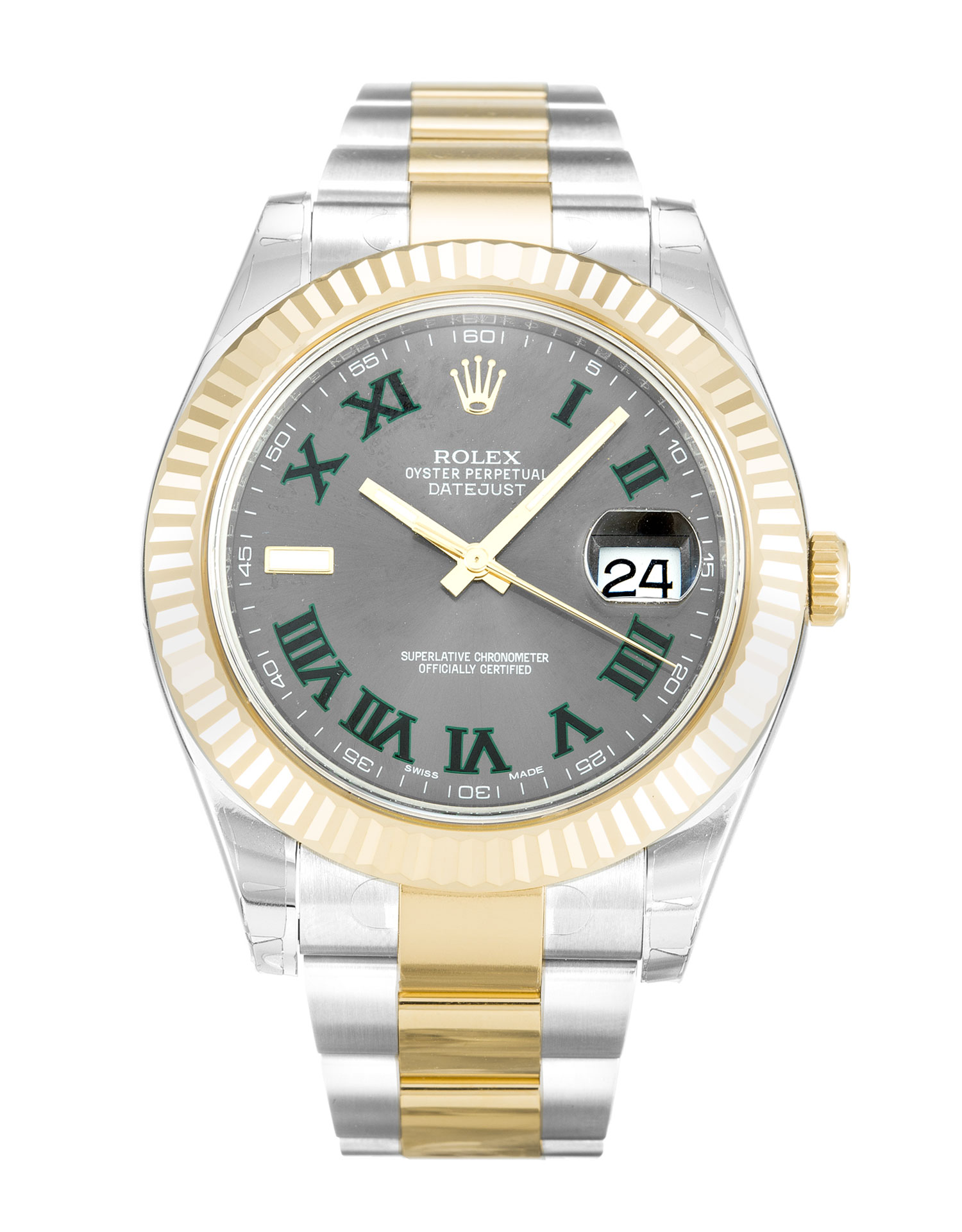 Rolex Datejust II 116333 Automatic Steel & Yellow Gold 41mm Grey Roman Numeral Water Replica Watch