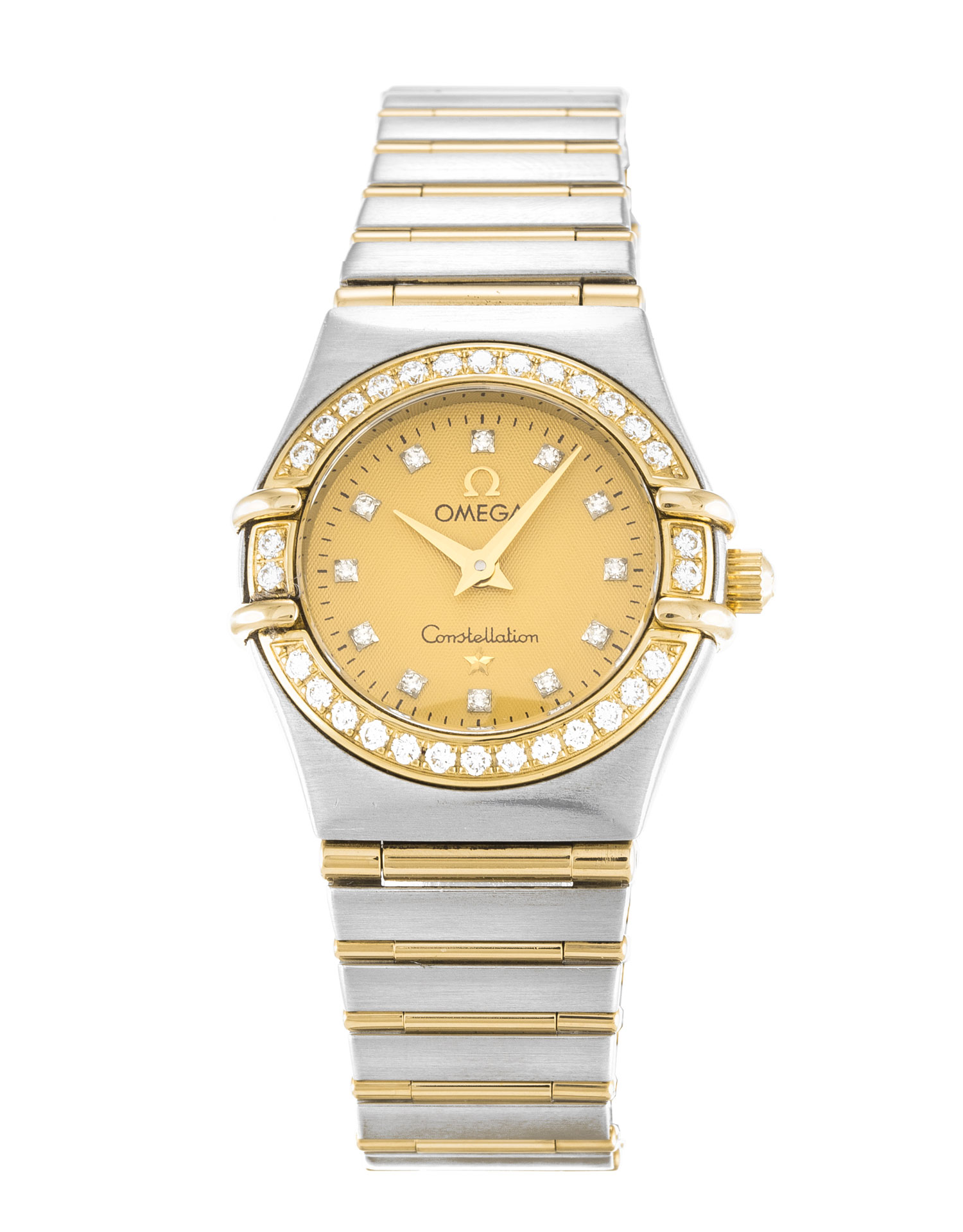 Omega Constellation Mini 1267.15.00 Ladies Replica Watch, 22.5 MM Steel & Yellow Gold Set with