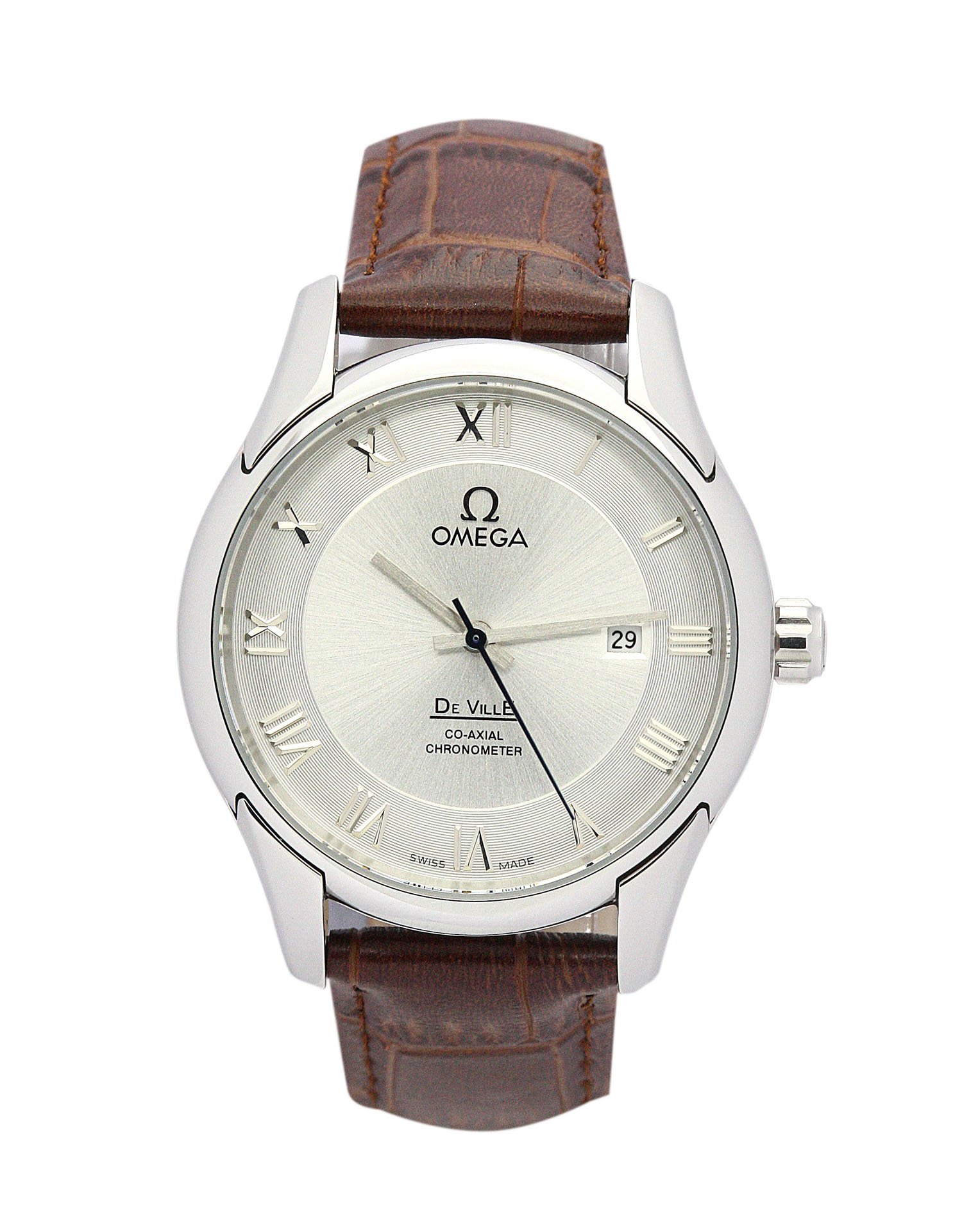 Omega De Ville Hour Vision Replica Watch, AUTO CO-AXIAL, 41MM STEEL CASE, BROWN BRACELET, SILVER