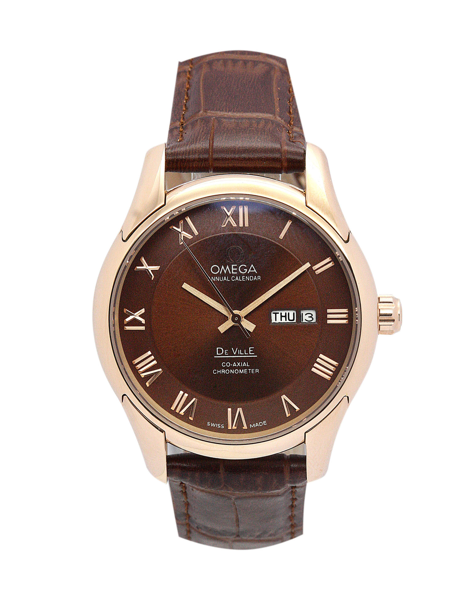 Omega De Ville Hour Vision - 15202ST.OO.1240ST.01 - Automatic - 41 MM Rose Gold Steel - Brown Baton