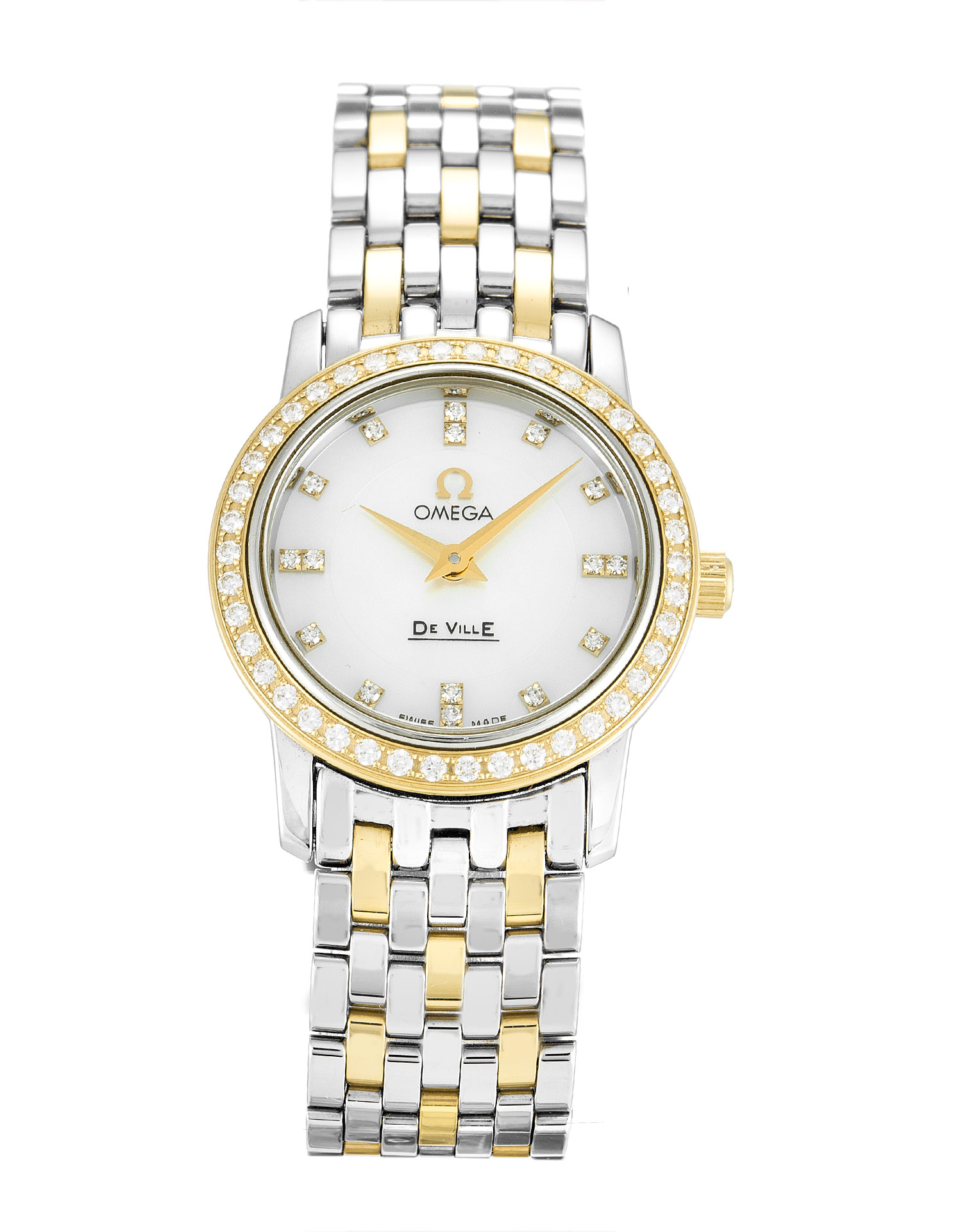 Omega De Ville Prestige Ladies 4375.75.00 Quartz 22MM Yellow Gold Diamond Set Replica Watch
