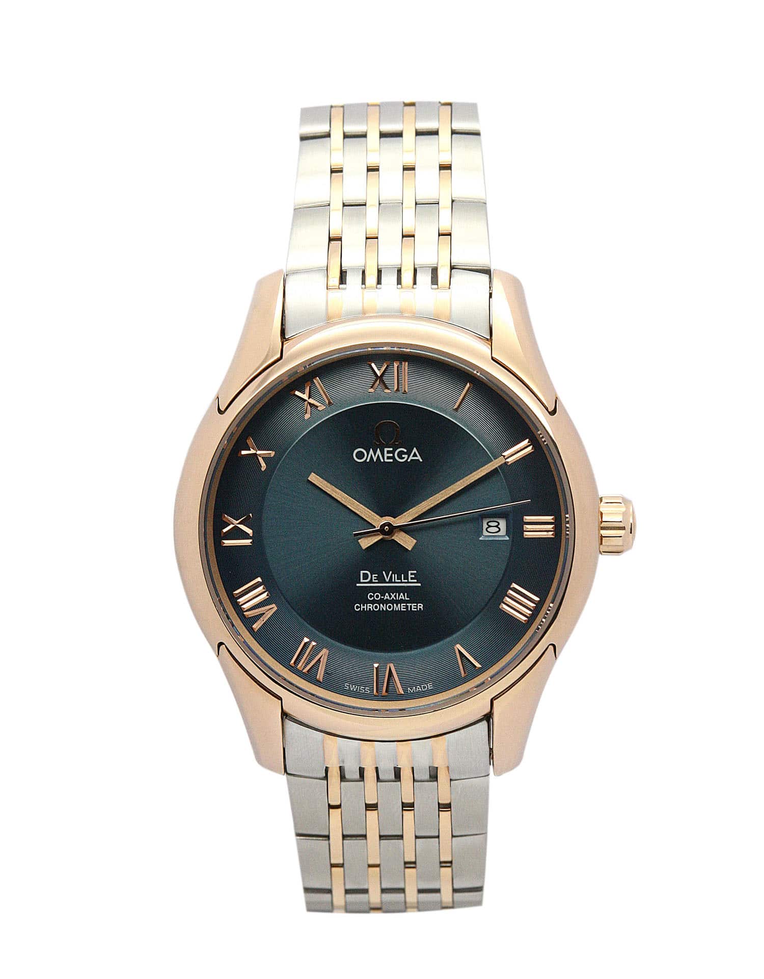 433.50.41.21.13.001 - Omega De Ville Hour Vision - Automatic - Green Dial - Rose Gold Steel - 41MM