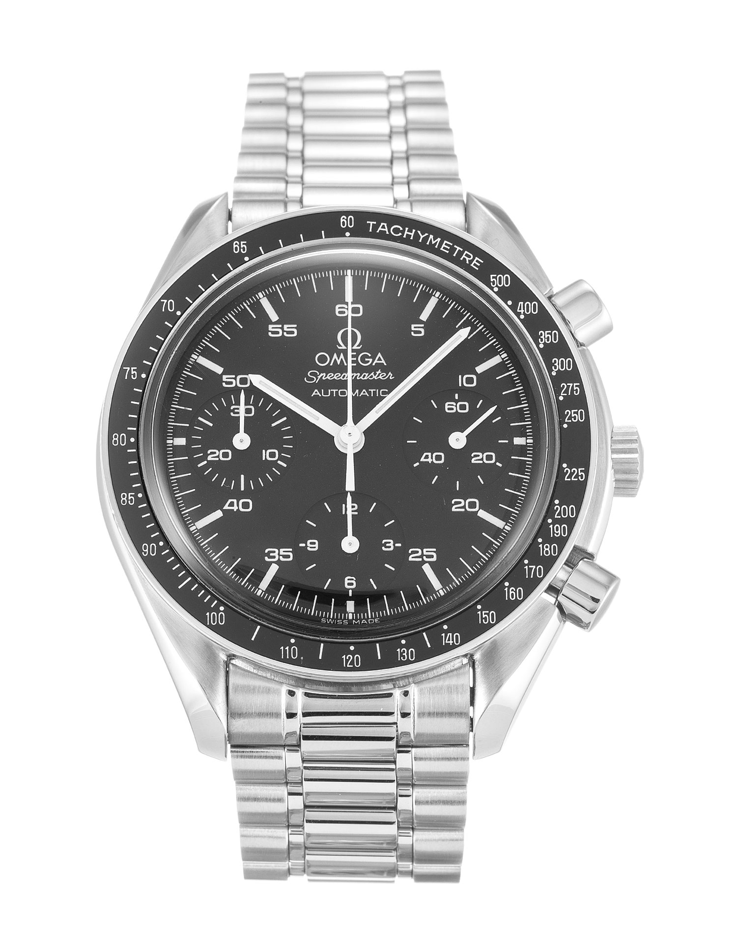 Omega Speedmaster Reduced 3510.50.00 Automatic Mens Watch, Black Baton Dial, Steel Case, 38mm