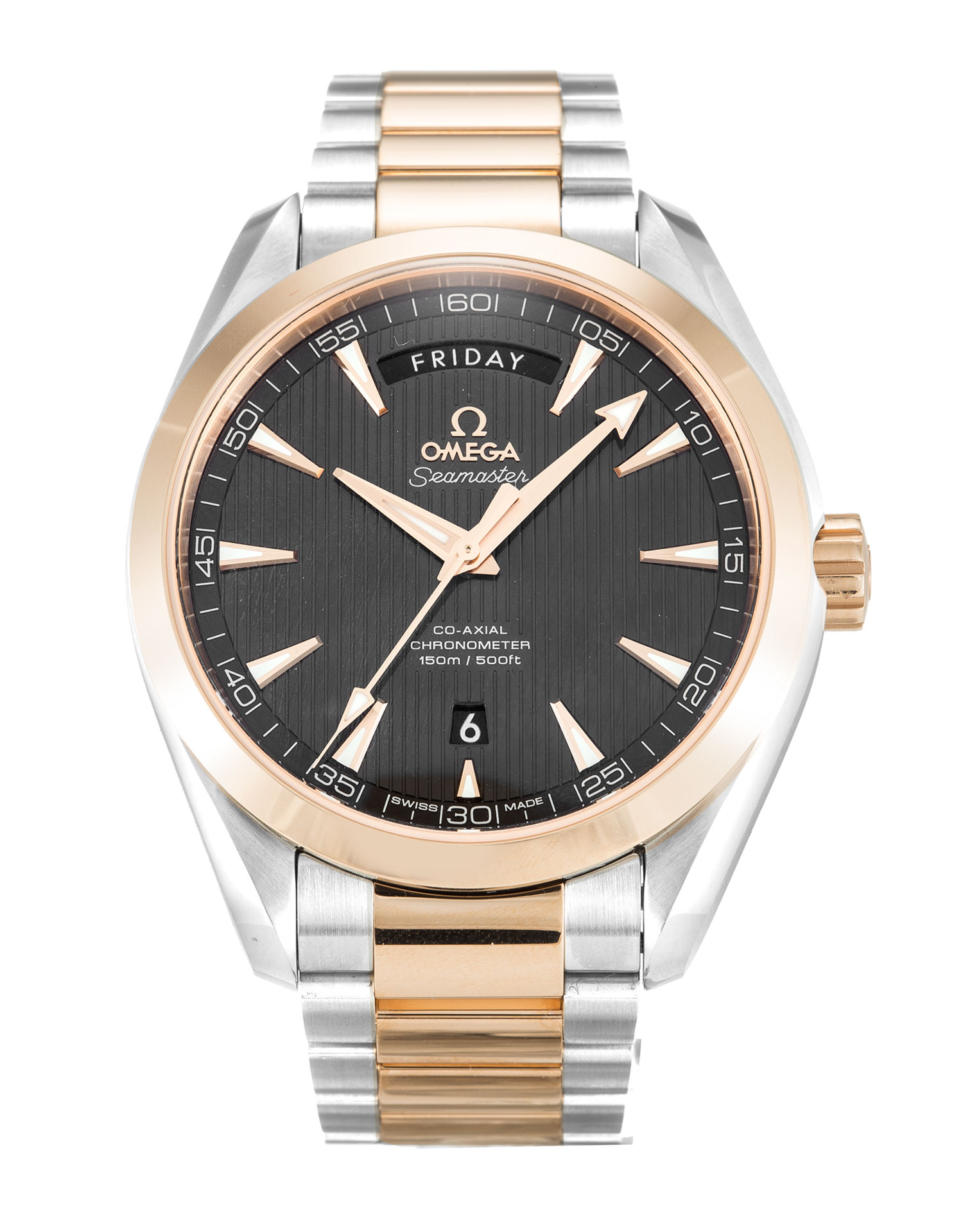 -231.20.42.22.06.001 - Omega Aqua Terra 150m Gents Automatic Grey Baton Dial - Steel & Rose Gold