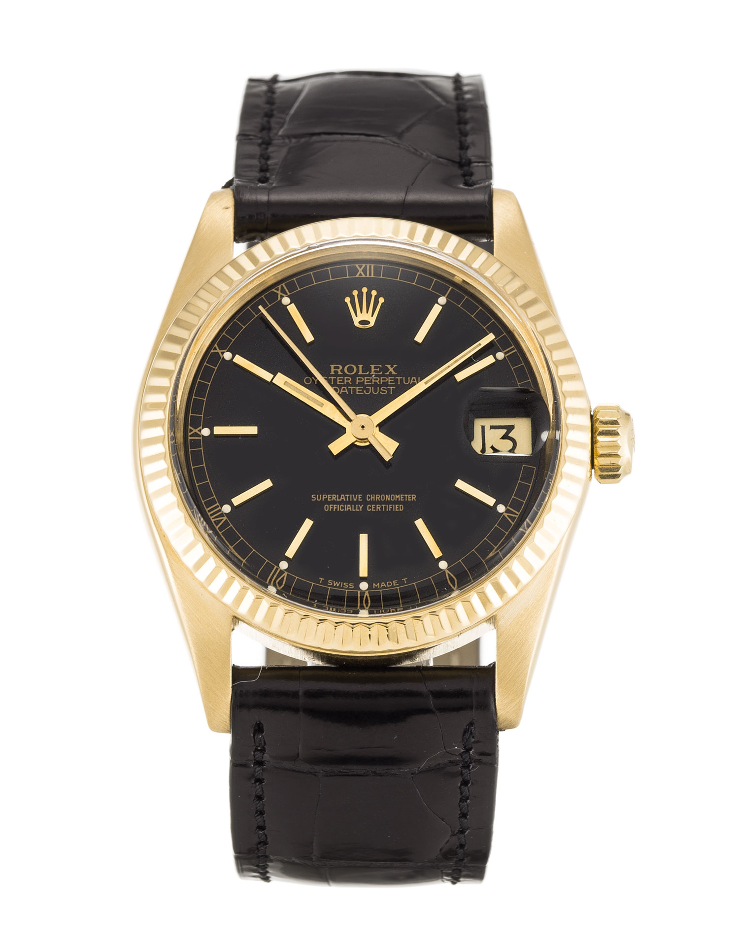 Rolex Datejust 6827 Automatic 31MM Yellow Gold Baton Dial Replica Watch