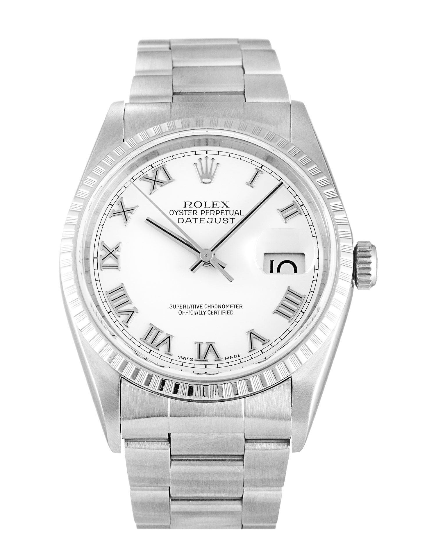 Rolex Datejust 16220 Replica Watch Automatic 36mm Steel Case White Roman Numeral Dial Mens