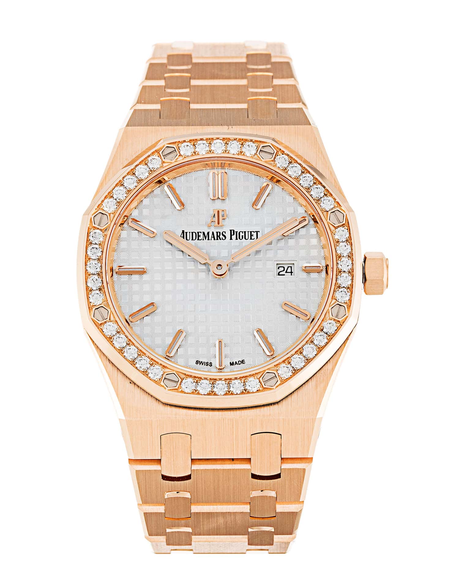 Audemars Piguet RO 67651OR.ZZ.1261OR.01 Ladies Automatic Watch, Rose Gold, Diamond Set Baton Dial