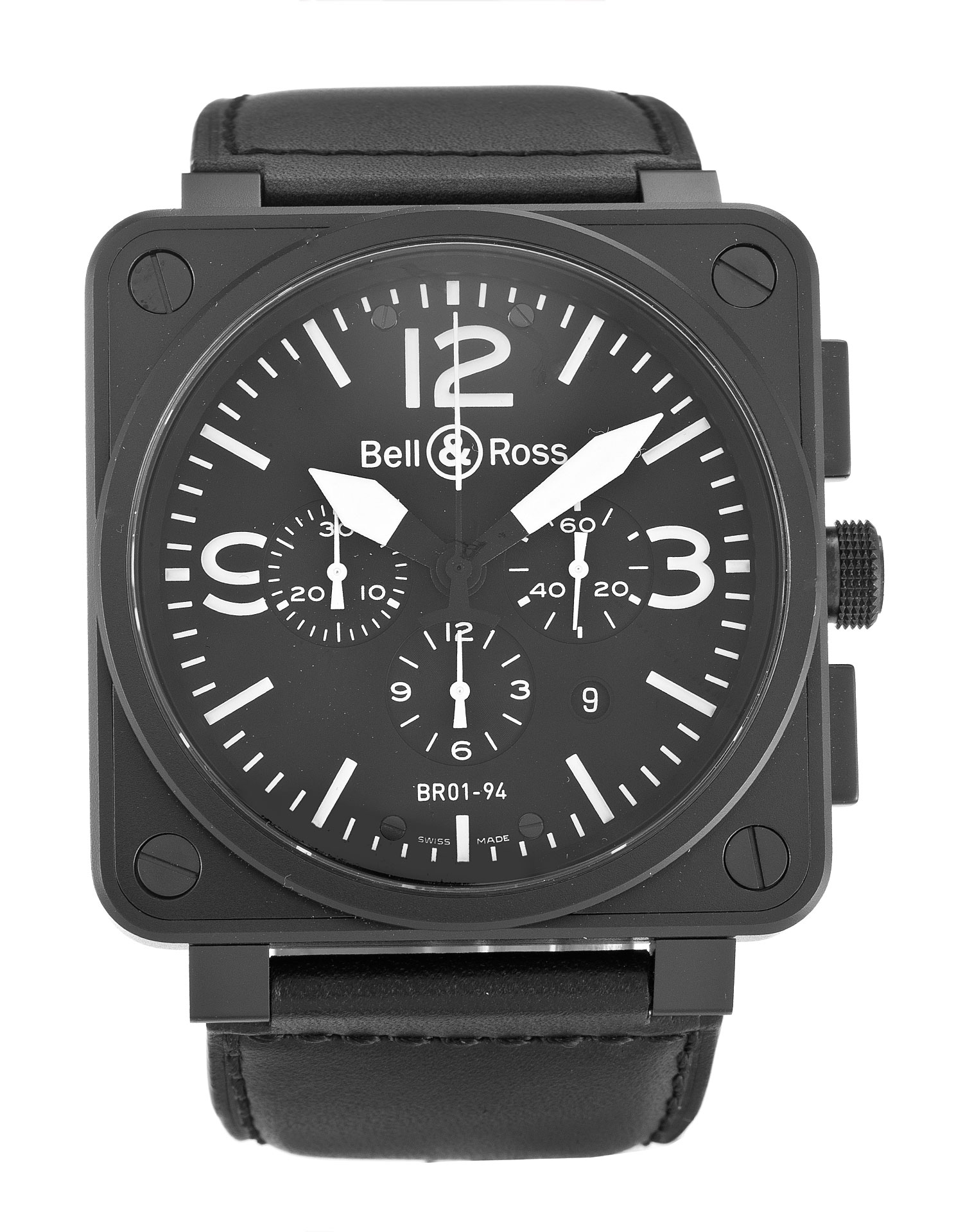 Bell Ross BR01-94 Chronograph Carbon Watch, 15202ST.OO.1240ST.01, Automatic, Silver Dial