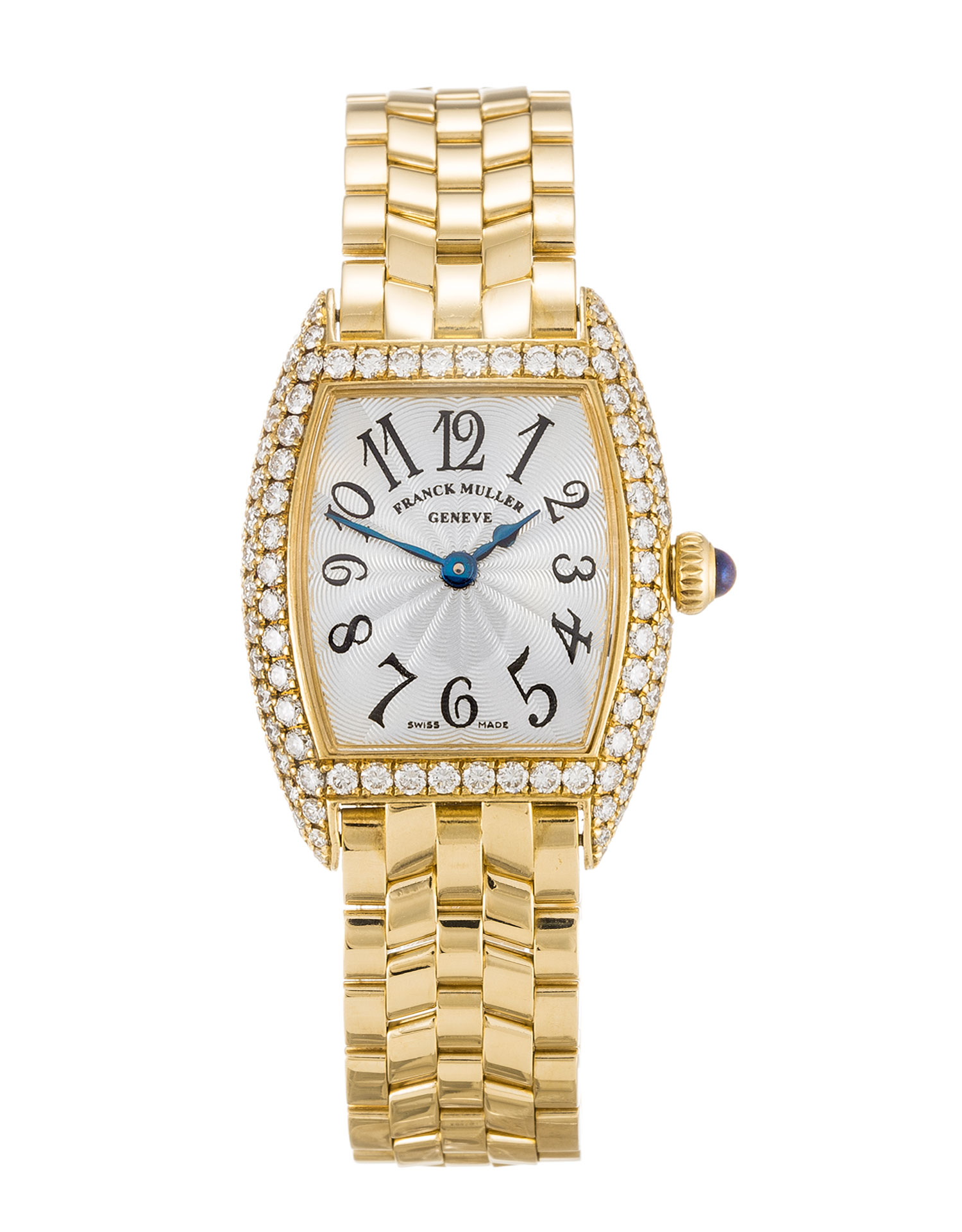 Franck Muller Cintr??e Curvex Replica Watch 2500QZD Auto Movt 19mm Yellow Gold Diamond Set Bracelet