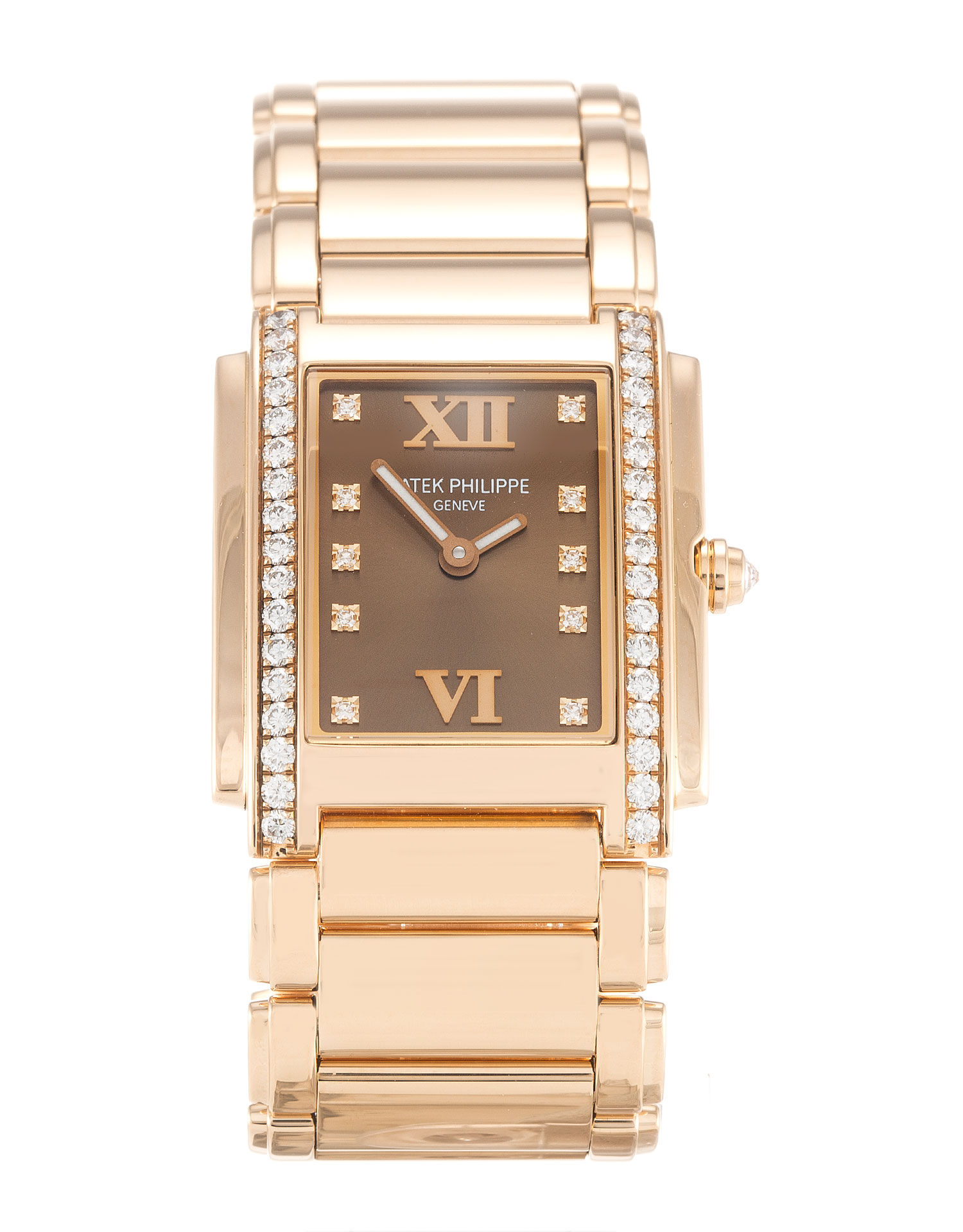 Patek Philippe Twenty-4 4910/11R Ladies Quartz Watch, 25mm Rose Gold Case & Bracelet, Diamond Dial