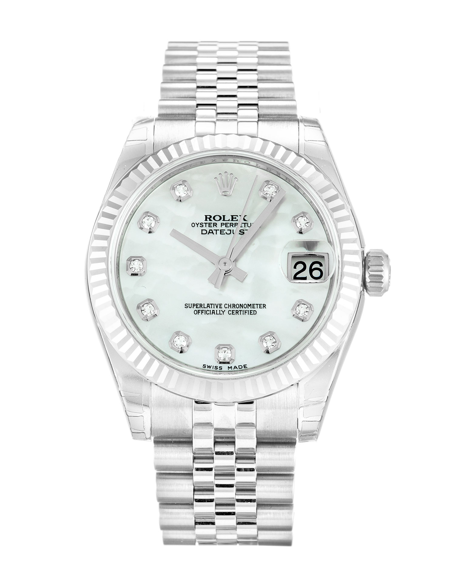 Rolex Datejust Lady 178274 Replica Watch, Automatic Movement, 31mm Steel & White Gold Case, Mother