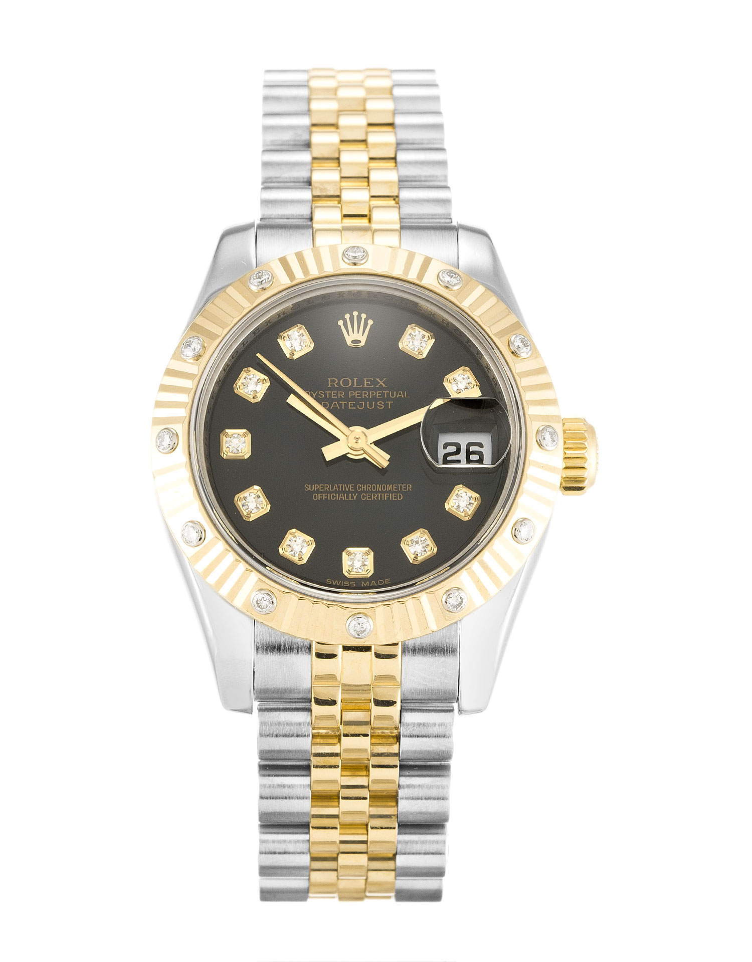 -179313 - Rolex Datejust Lady Automatic - 26mm Steel & Yellow Gold Set with Diamonds - Champagne