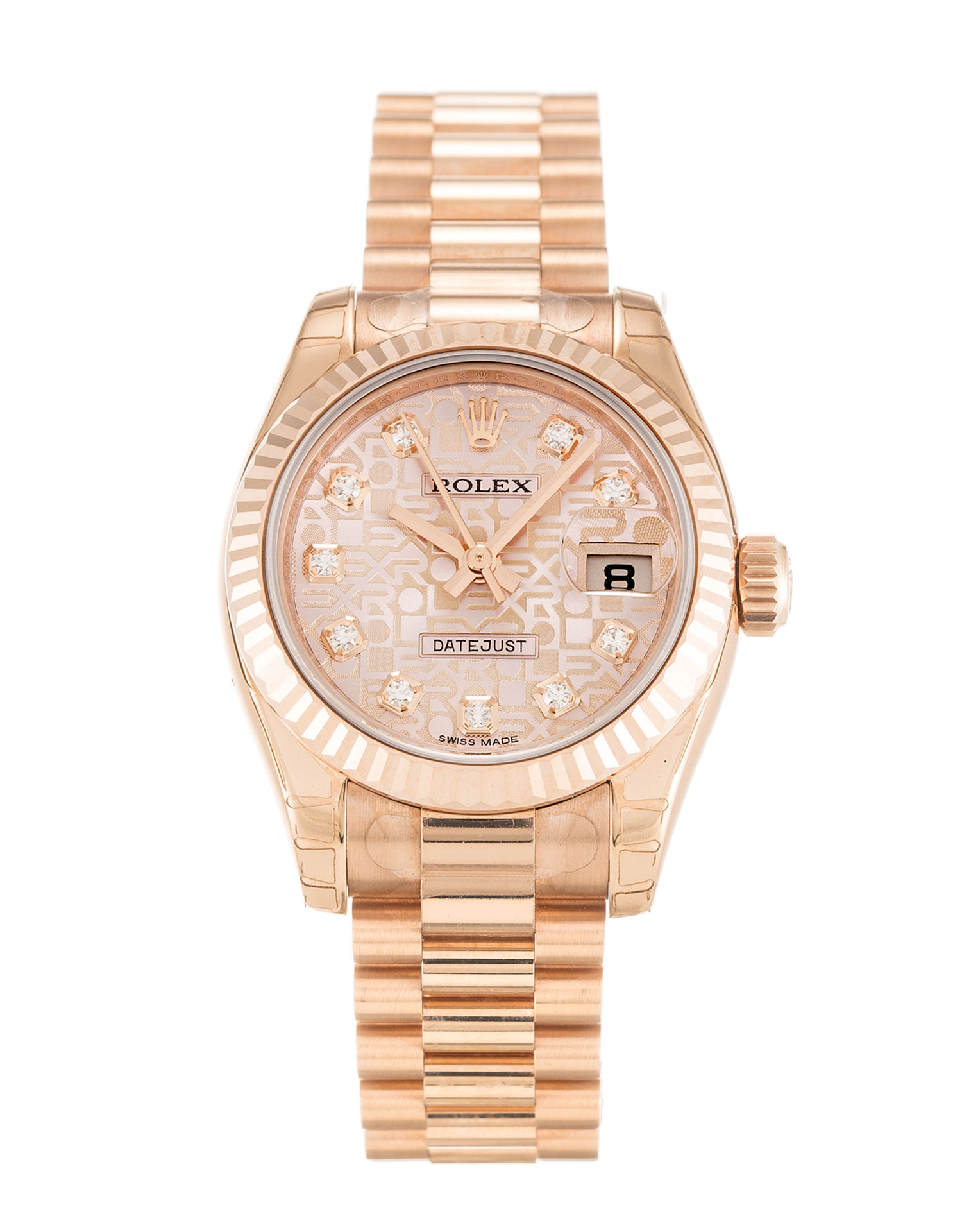 Rolex Datejust Lady 179175 - Automatic - Pink Gold Case - 26mm - Rose Gold President Bracelet Watch