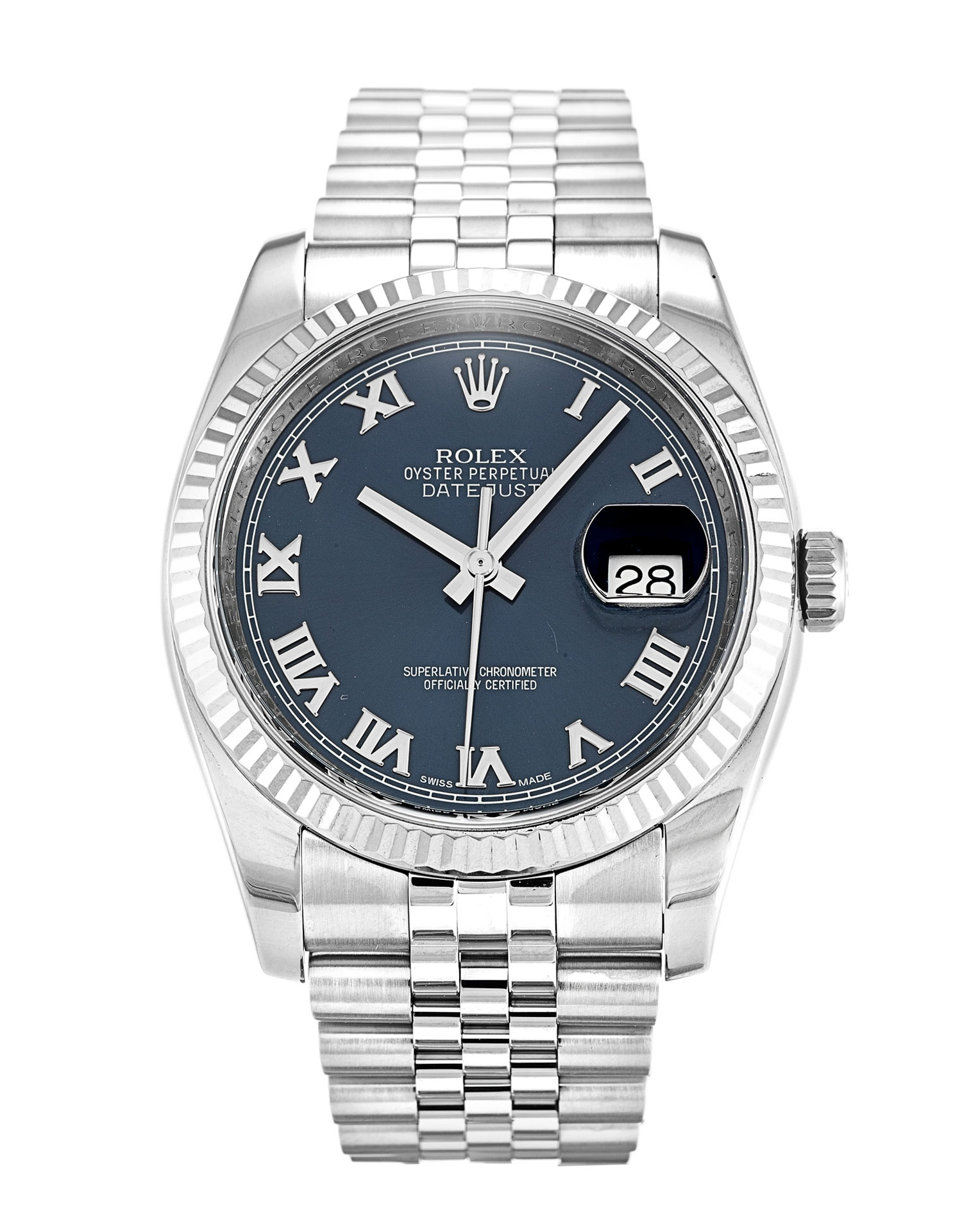 Rolex Datejust 116234 Replica Watch Automatic Mens 36mm Steel & White Gold Blue Roman Numeral Dial