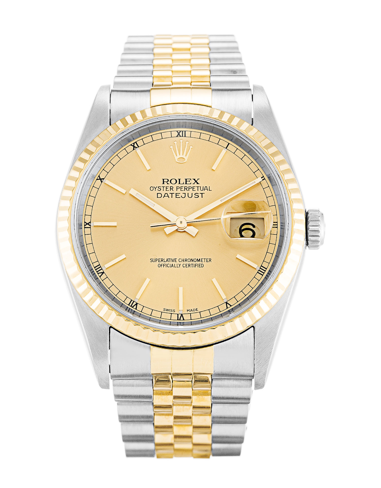 Rolex Datejust 16233 - Automatic - 36 MM - Steel & Yellow Gold - Champagne Baton - Mens Watch