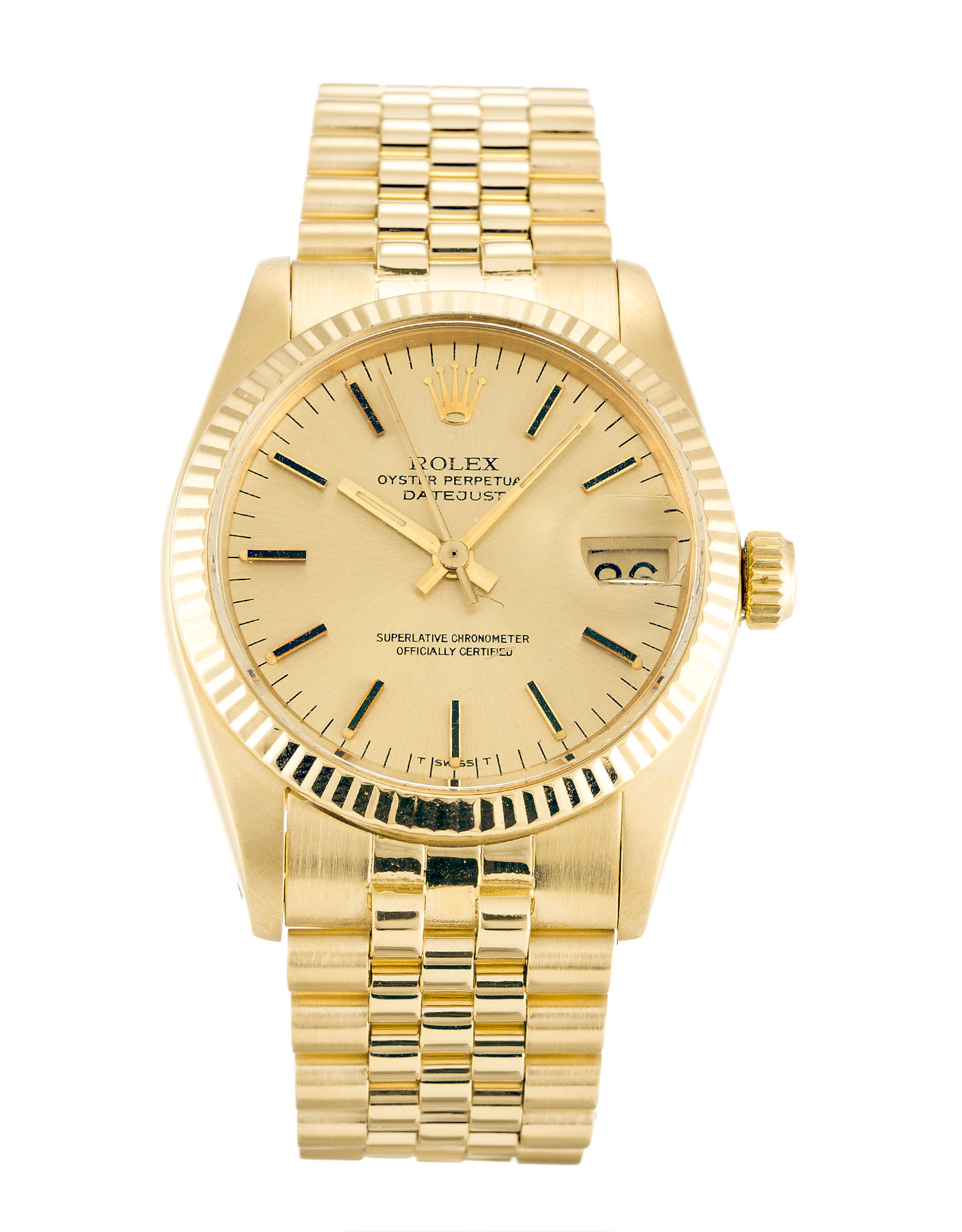 Rolex Datejust 6827 - Automatic - 30mm - Yellow Gold - Champagne Baton - Replica Watch